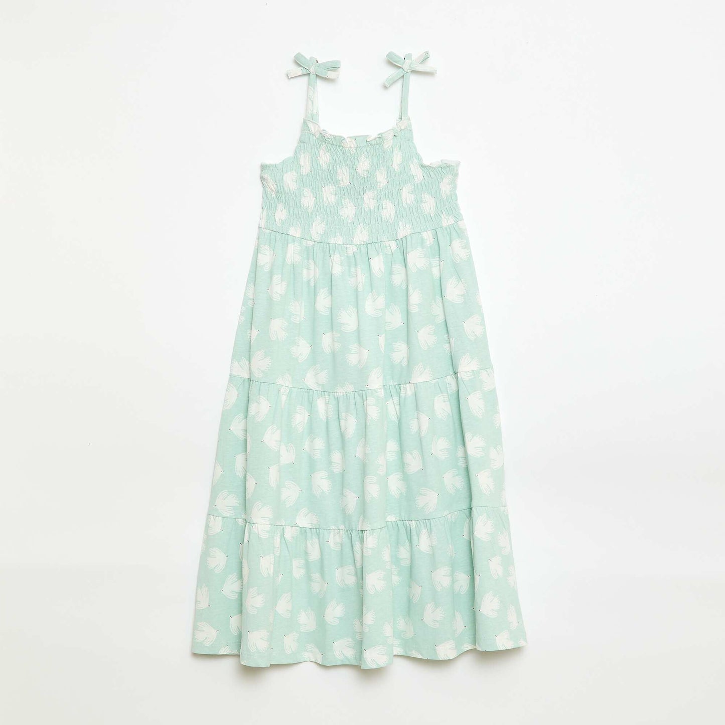 Robe en coton à fines bretelles imprimée BLEU