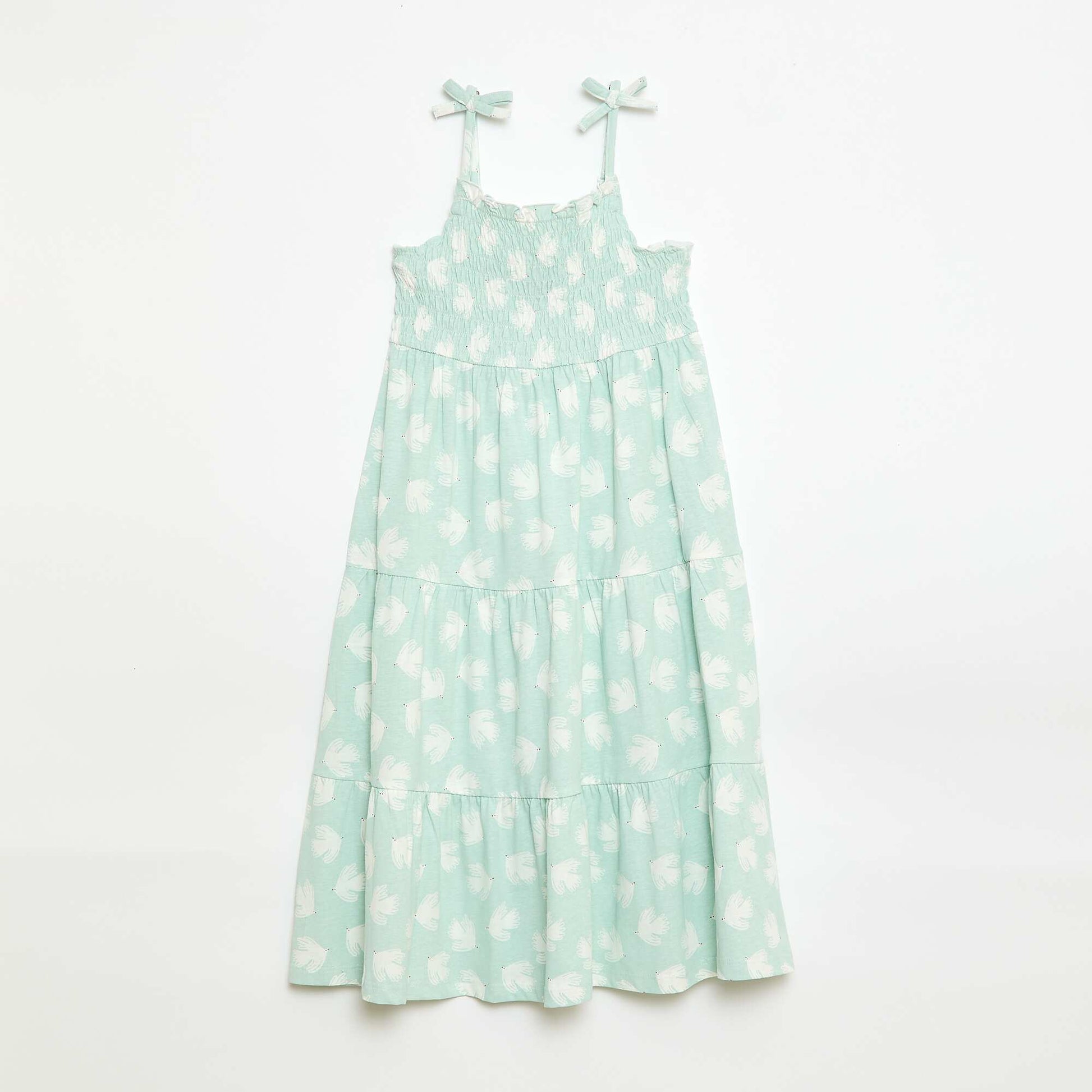 Robe en coton à fines bretelles imprimée BLEU