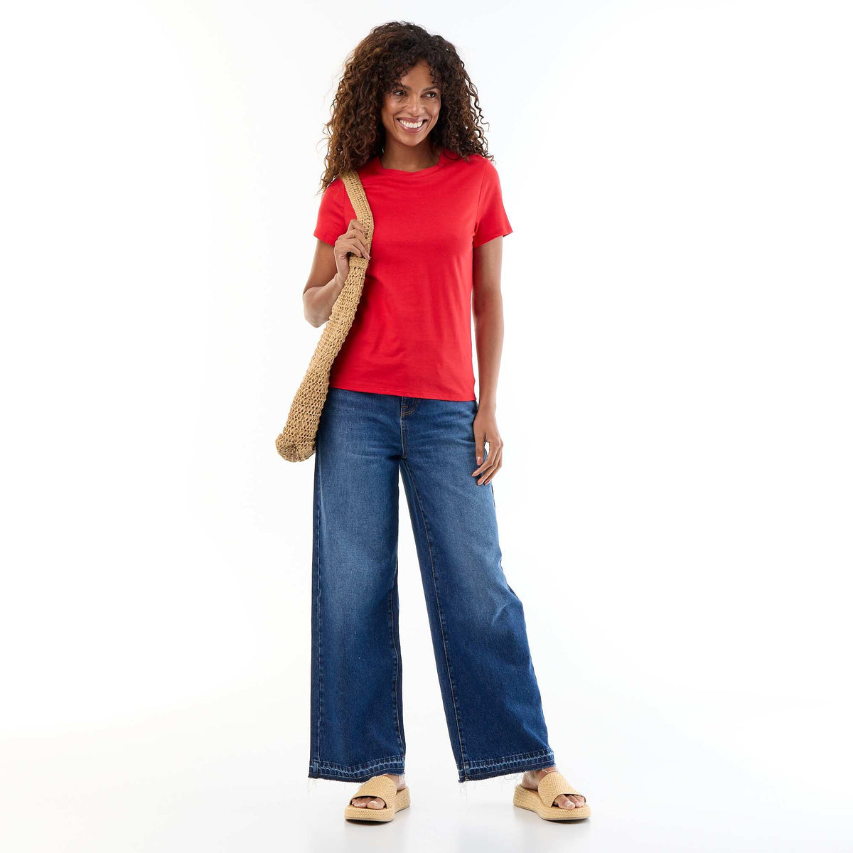 Tee-shirt en jersey manches courtes ROUGE