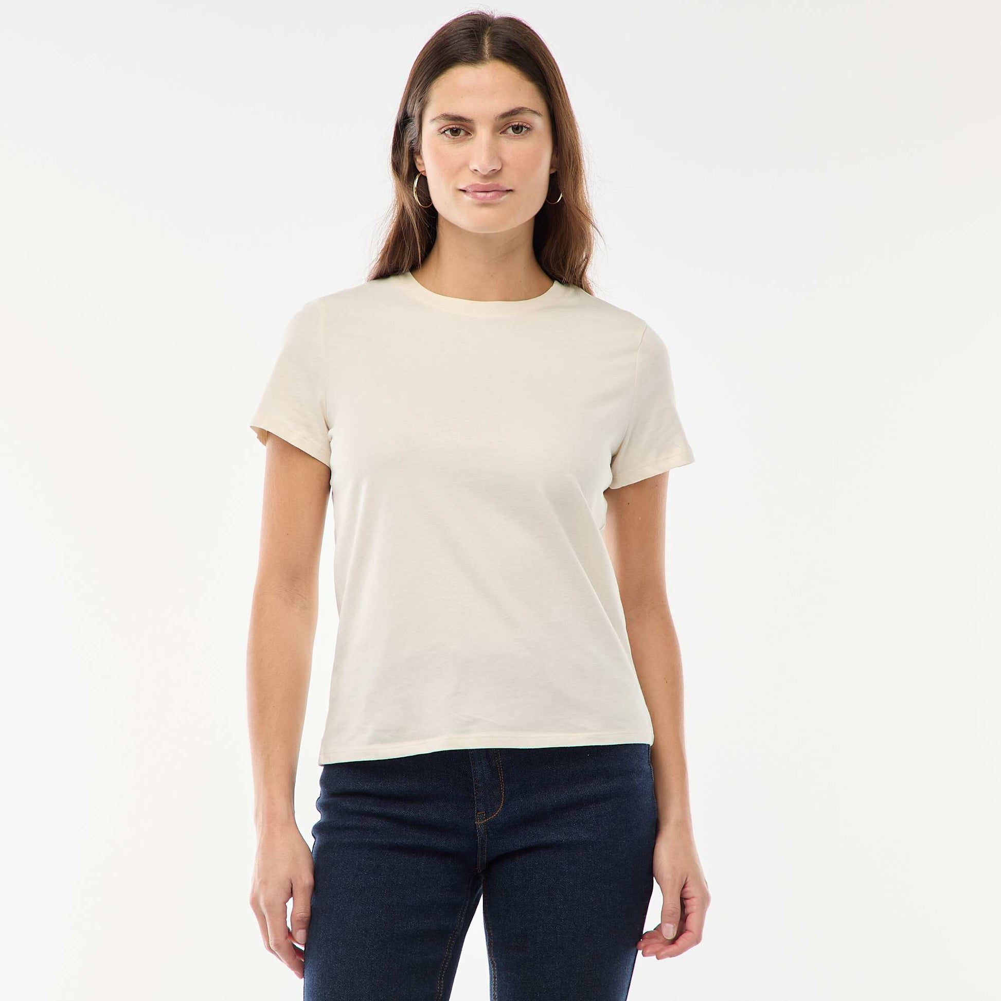 Tee-shirt en jersey manches courtes ECRU