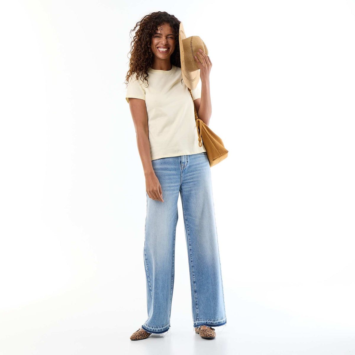 Tee-shirt en jersey manches courtes JAUNE