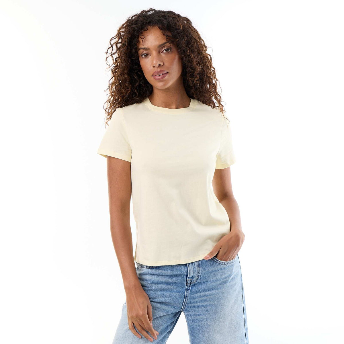 Tee-shirt en jersey manches courtes JAUNE