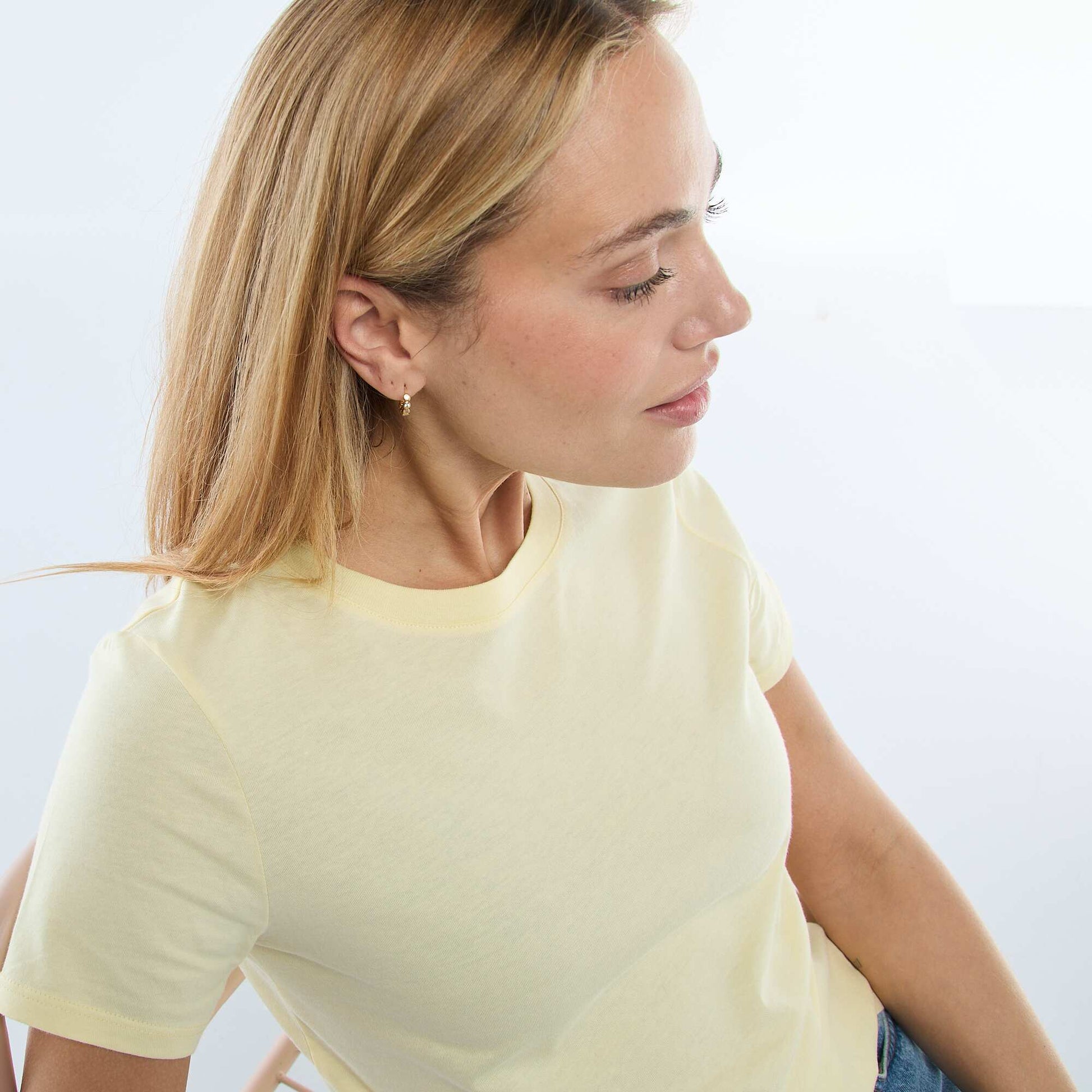 Tee-shirt en jersey manches courtes JAUNE