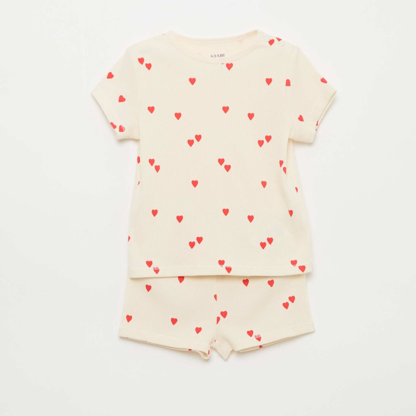 Pyjama t-shirt + short en coton côtelé - 2 pièces BLANC