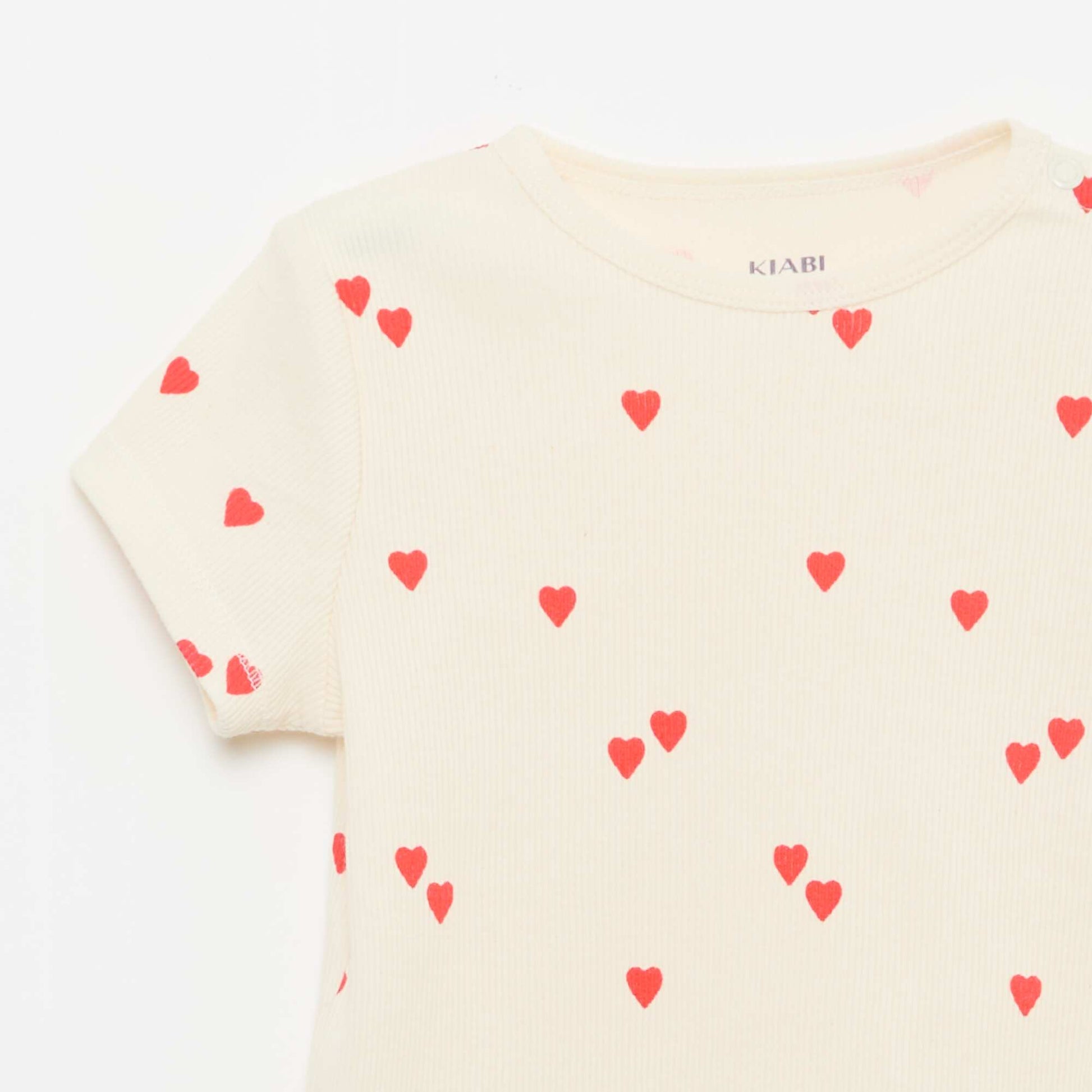 Pyjama t-shirt + short en coton côtelé - 2 pièces BLANC