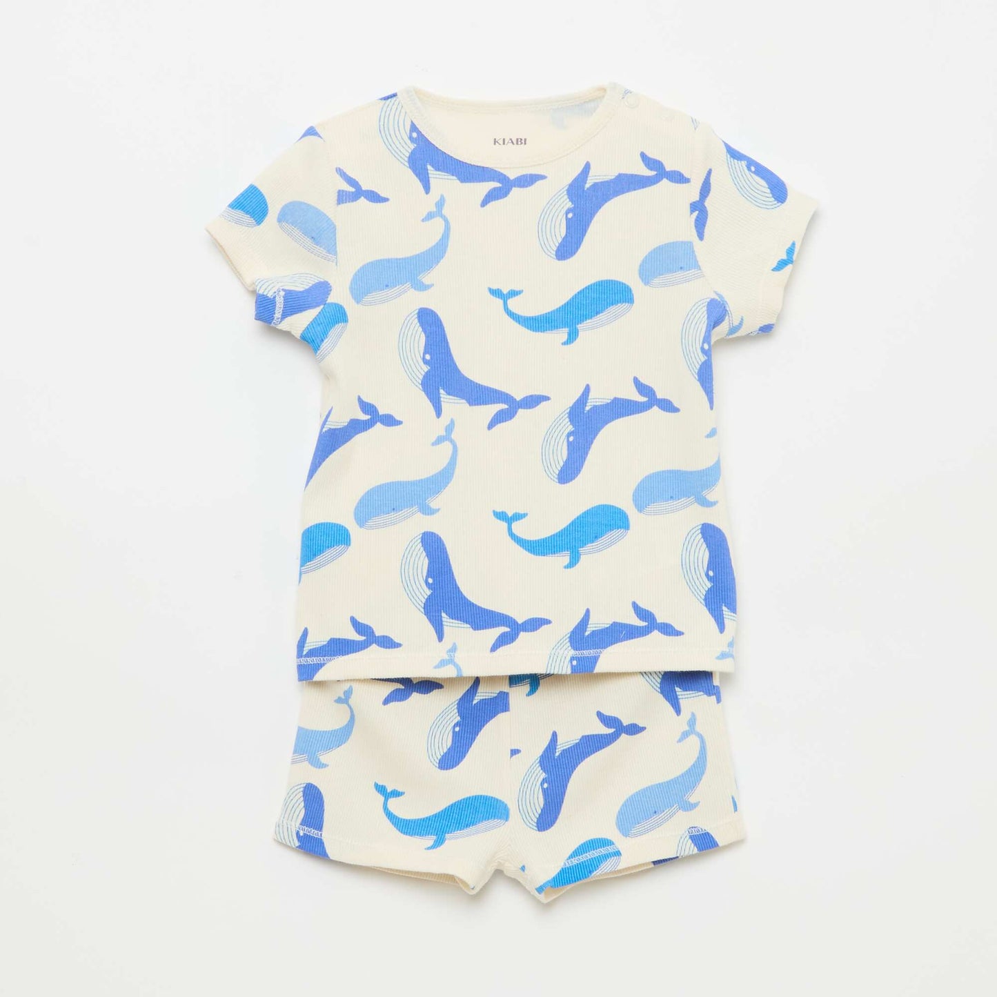 Pyjama t-shirt + short en coton côtelé - 2 pièces BLANC