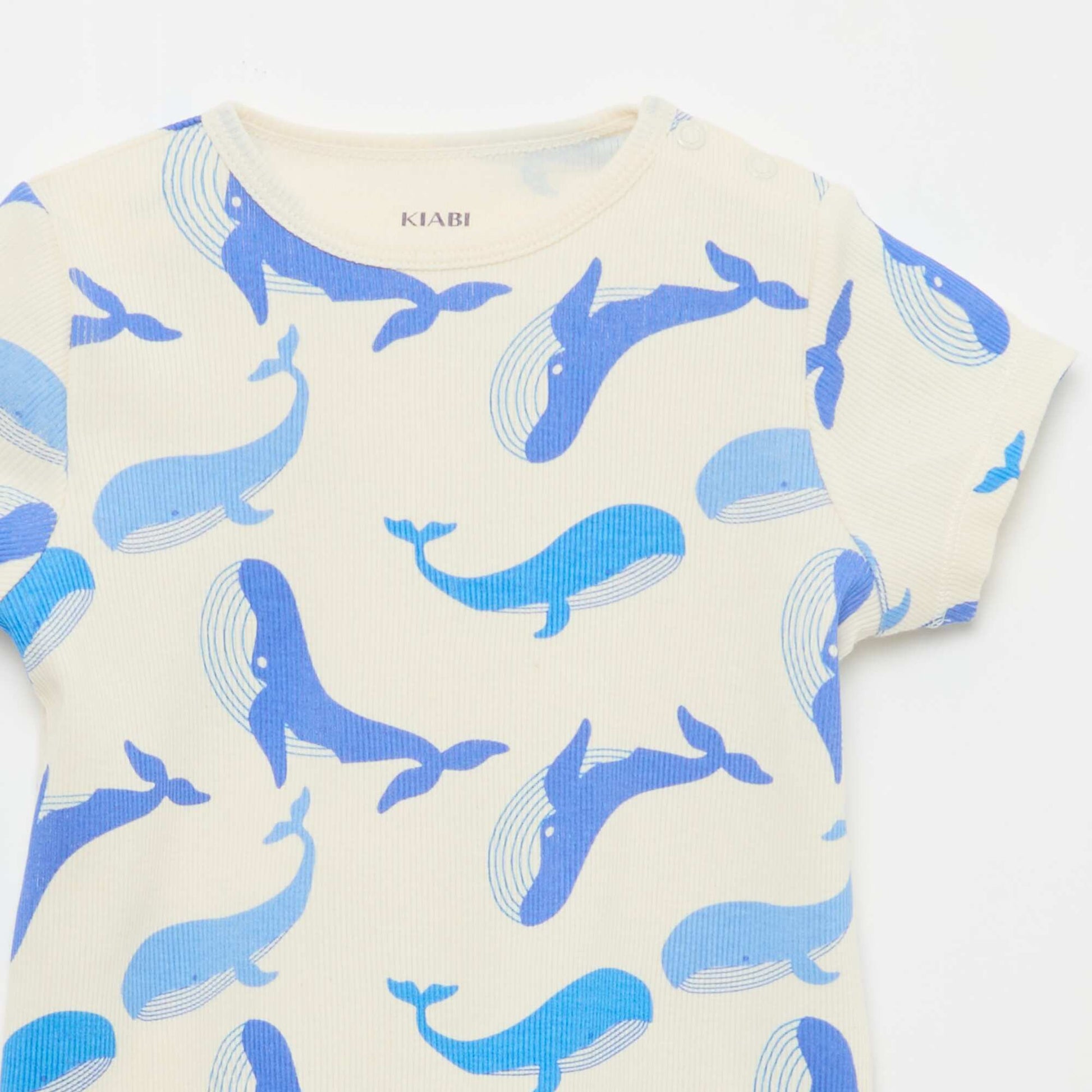 Pyjama t-shirt + short en coton côtelé - 2 pièces BLANC