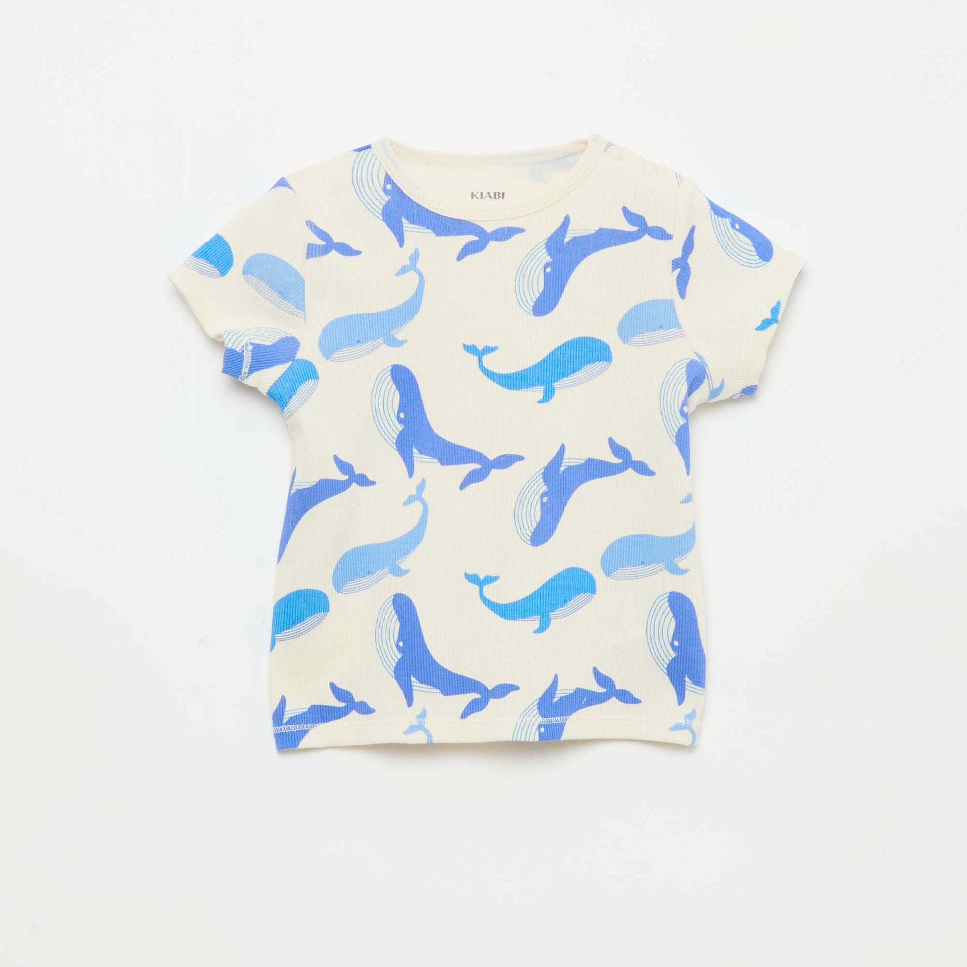 Pyjama t-shirt + short en coton côtelé - 2 pièces BLANC