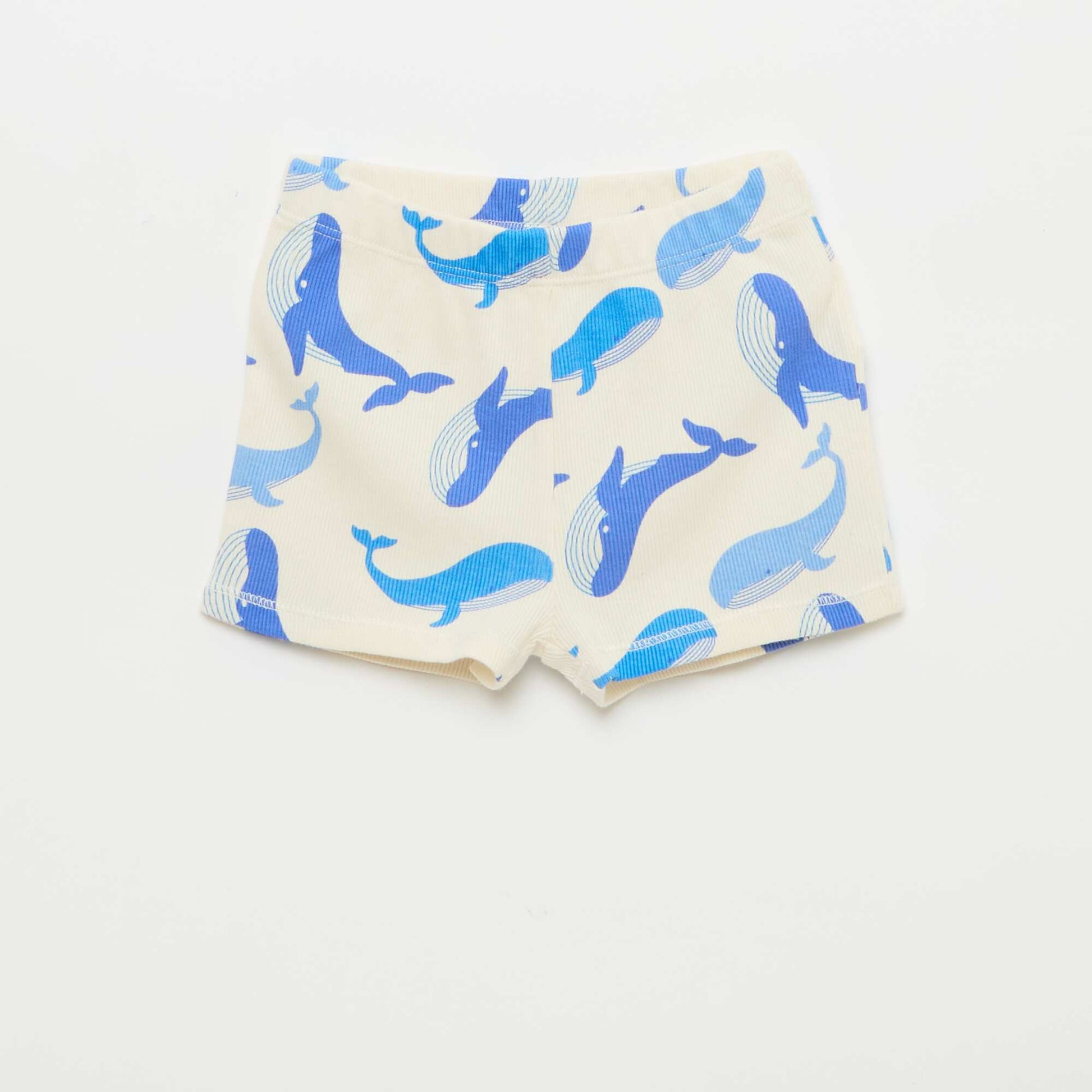 Pyjama t-shirt + short en coton côtelé - 2 pièces BLANC