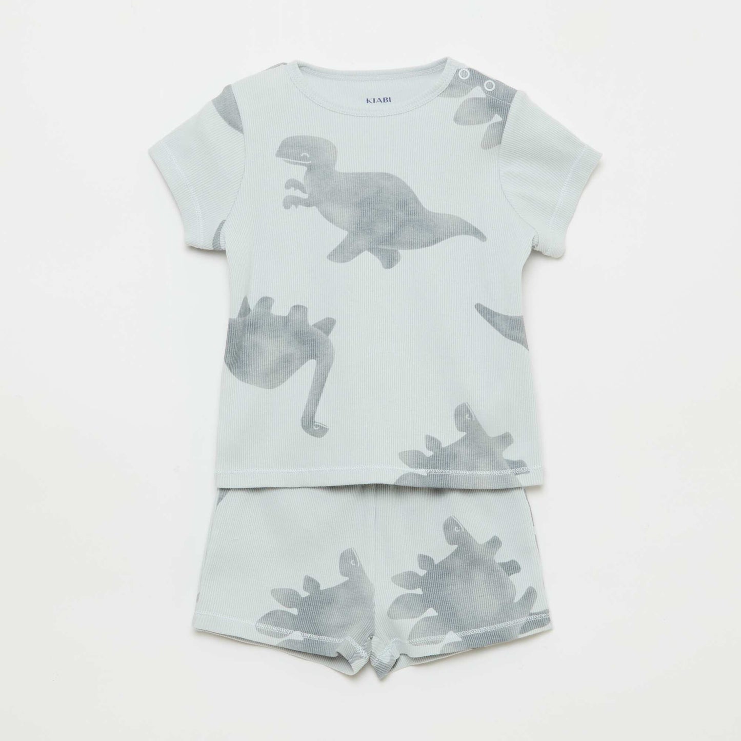 Pyjama t-shirt + short en coton côtelé - 2 pièces GRIS