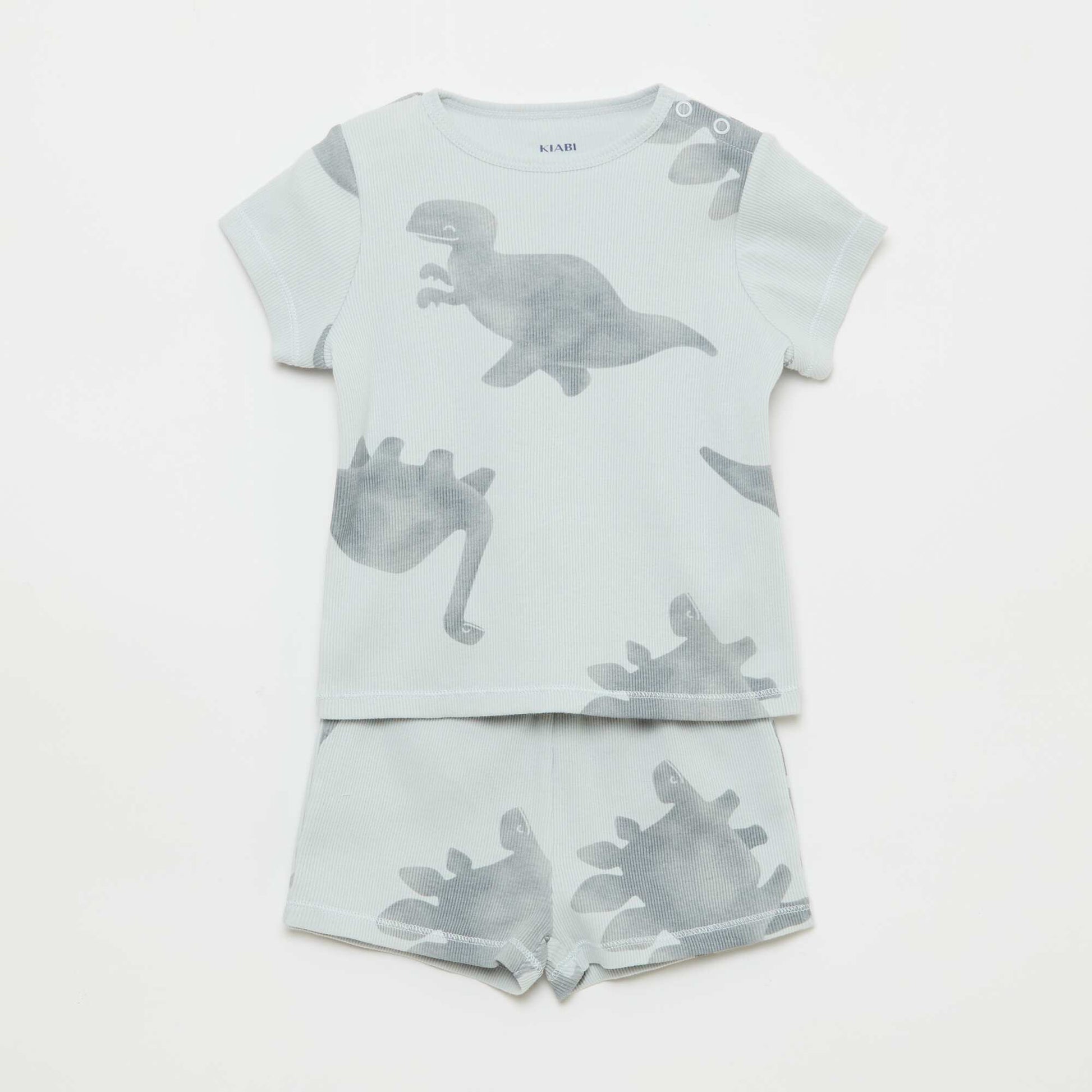 Pyjama t-shirt + short en coton côtelé - 2 pièces GRIS