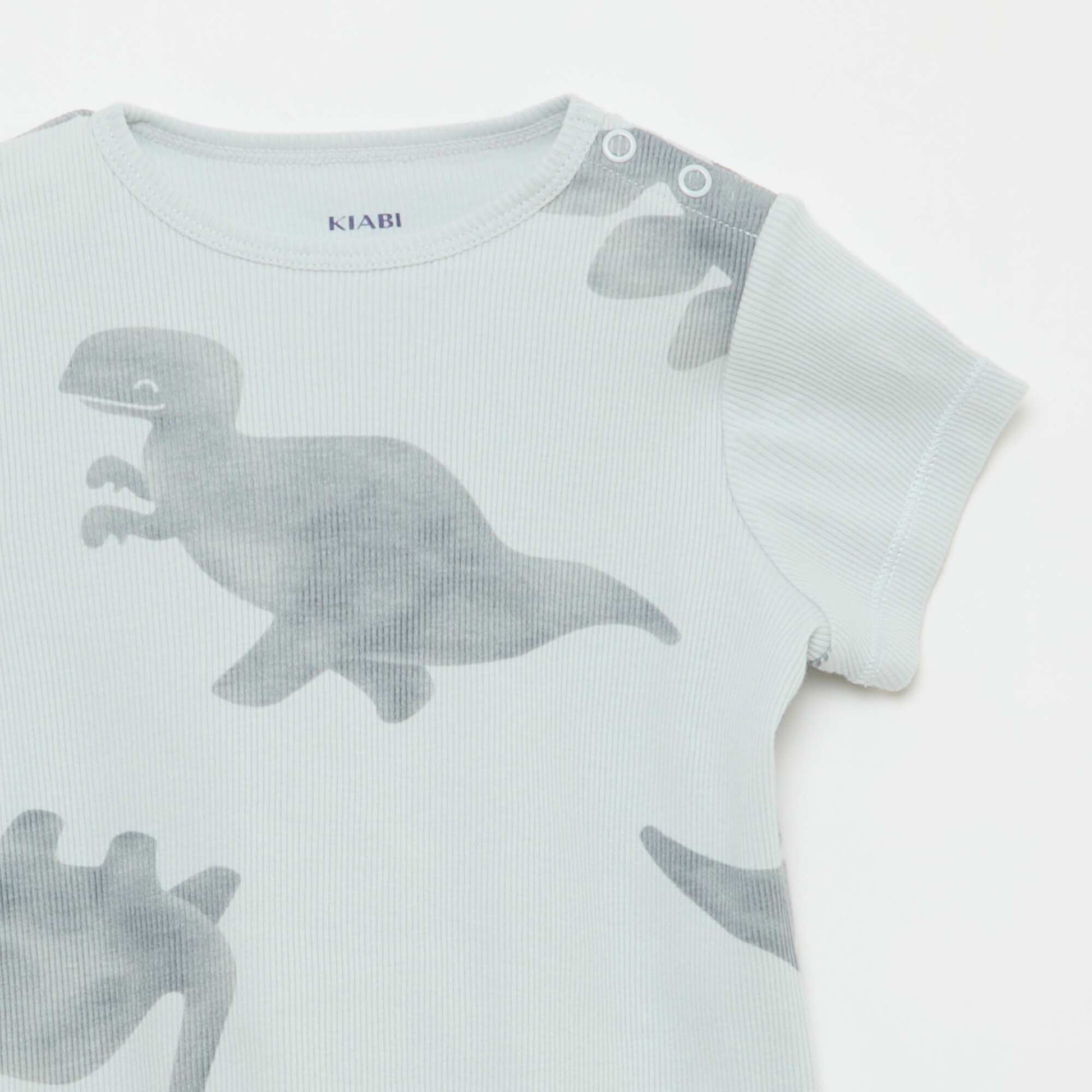 Pyjama t-shirt + short en coton côtelé - 2 pièces GRIS