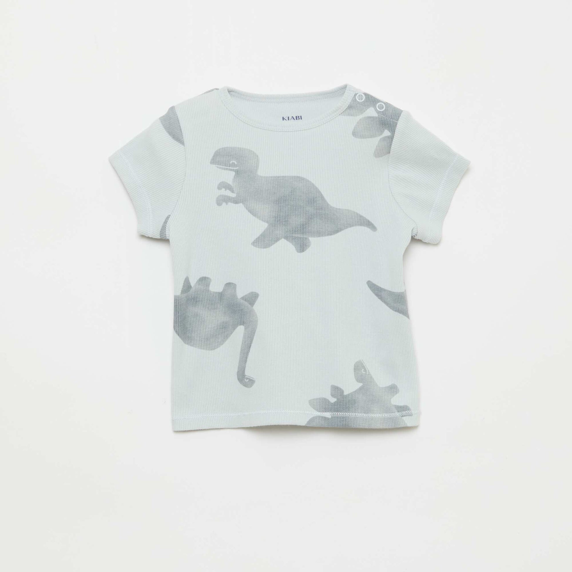 Pyjama t-shirt + short en coton côtelé - 2 pièces GRIS