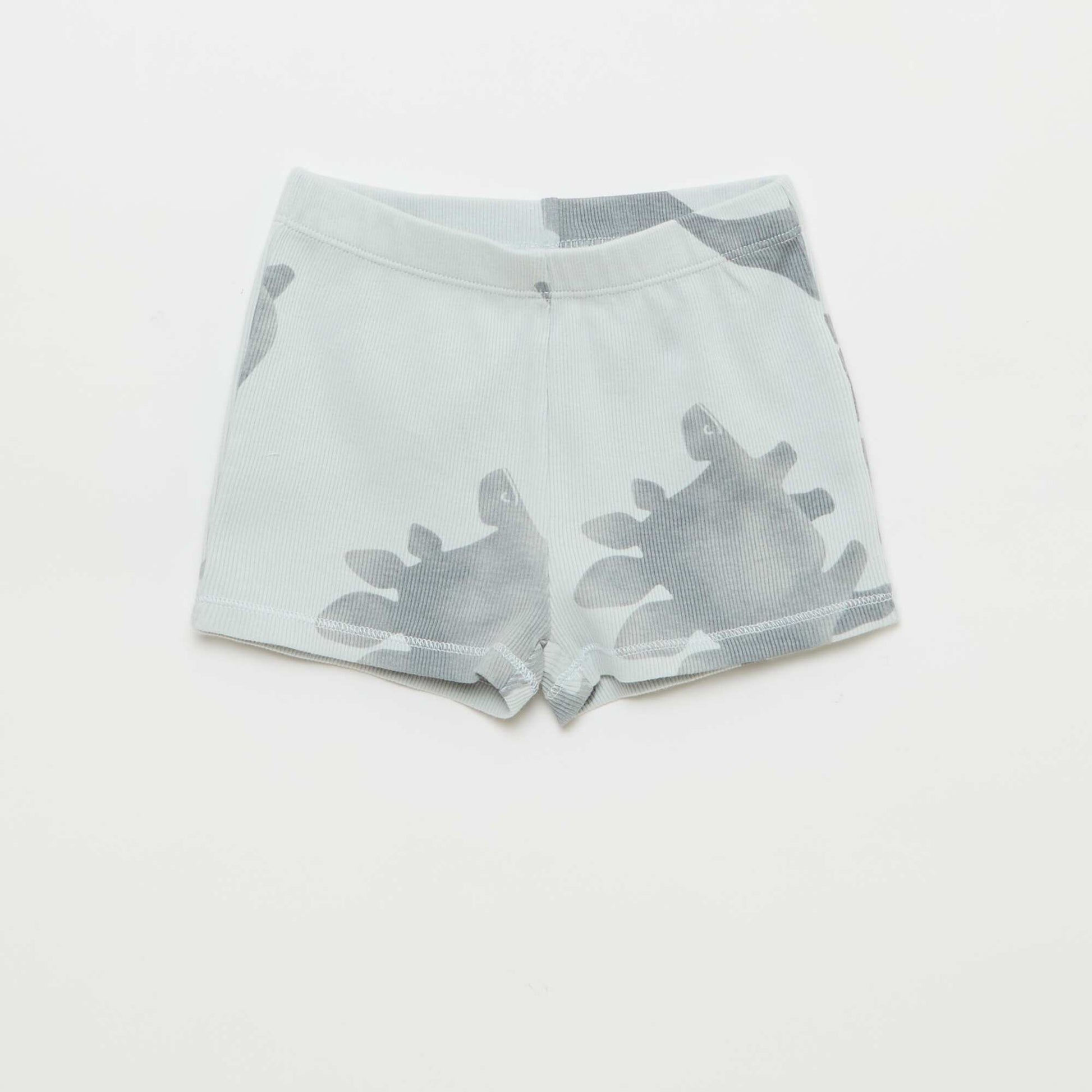 Pyjama t-shirt + short en coton côtelé - 2 pièces GRIS