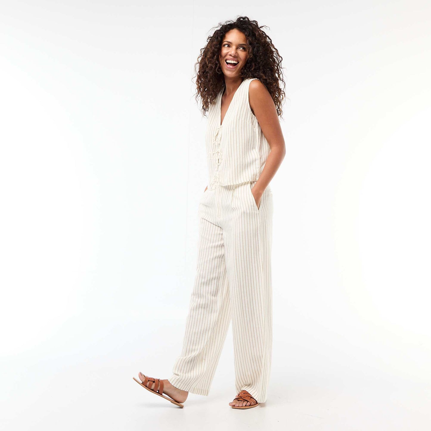 Blouse sans manches avec nœuds BLANC