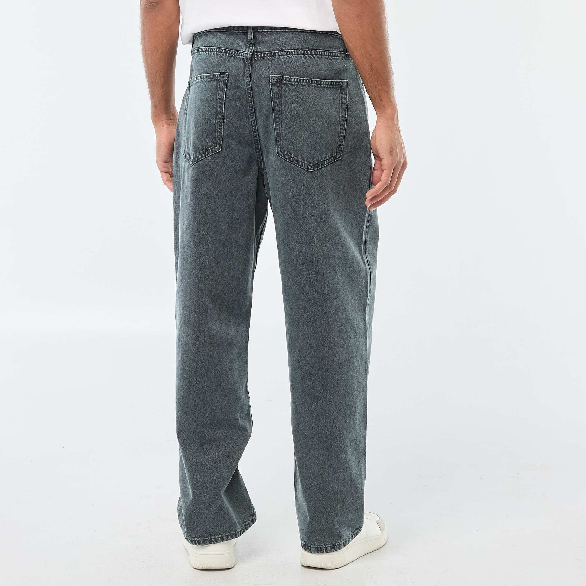 Pantalon baggy uni en twill BLEU