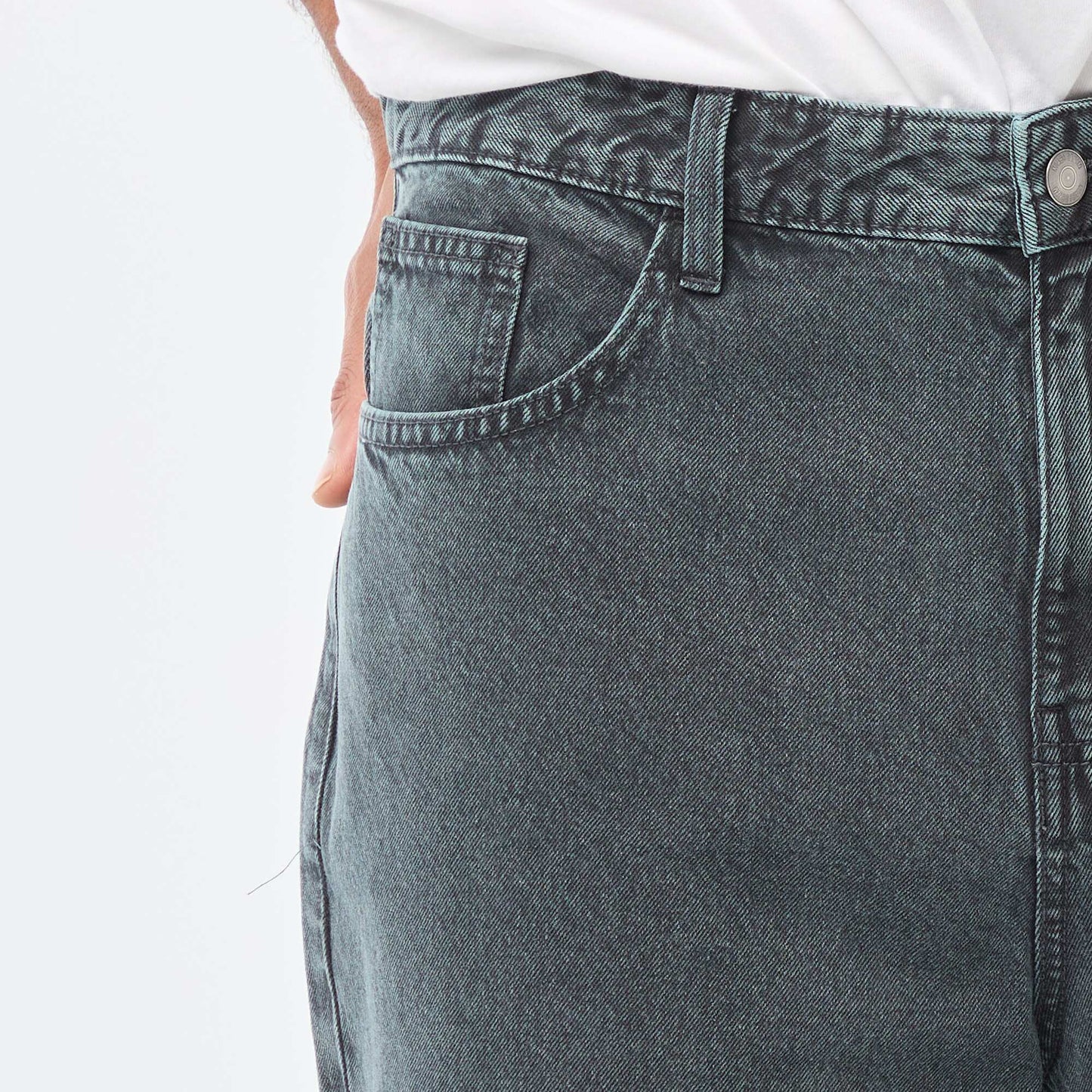 Pantalon baggy uni en twill BLEU