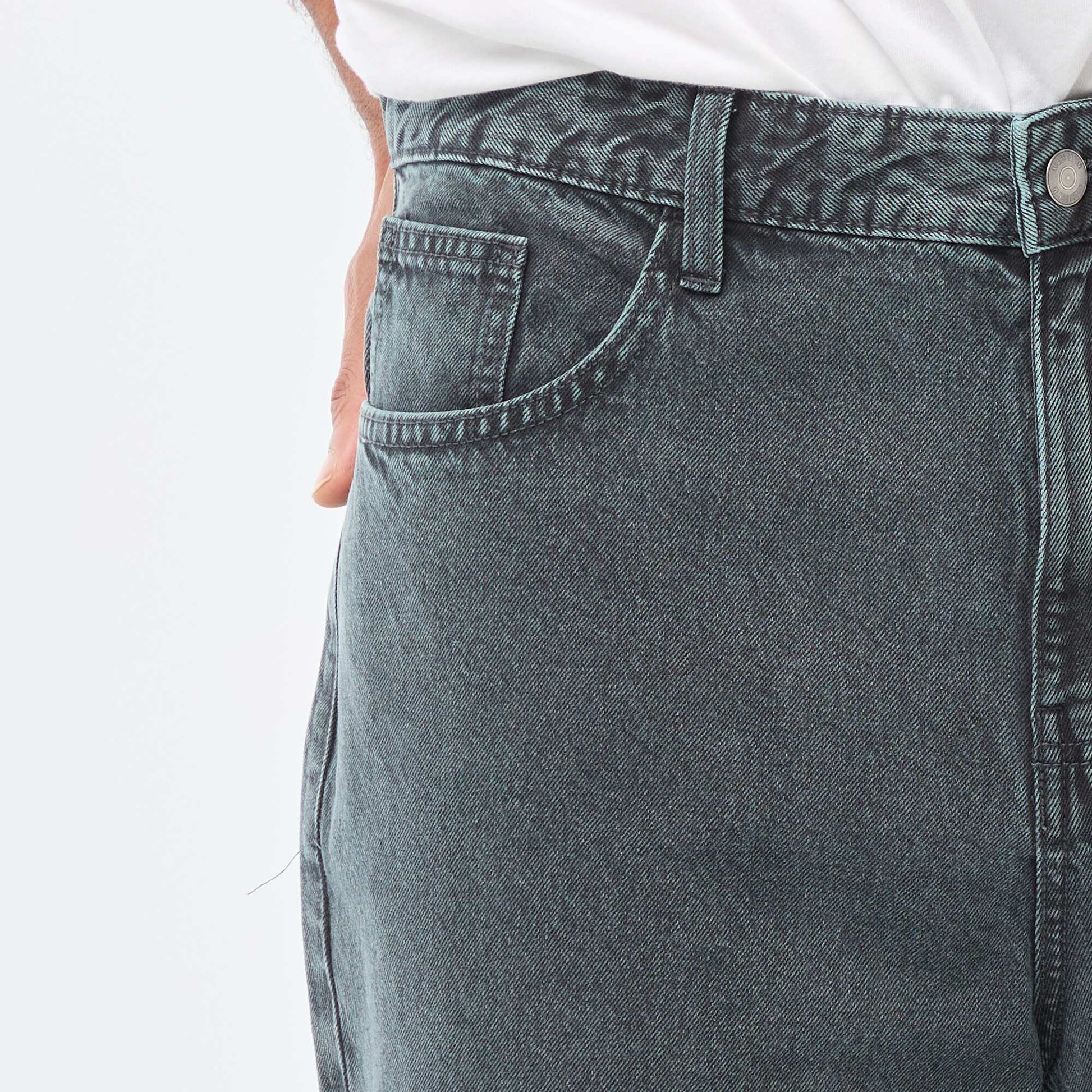 Pantalon baggy uni en twill BLEU