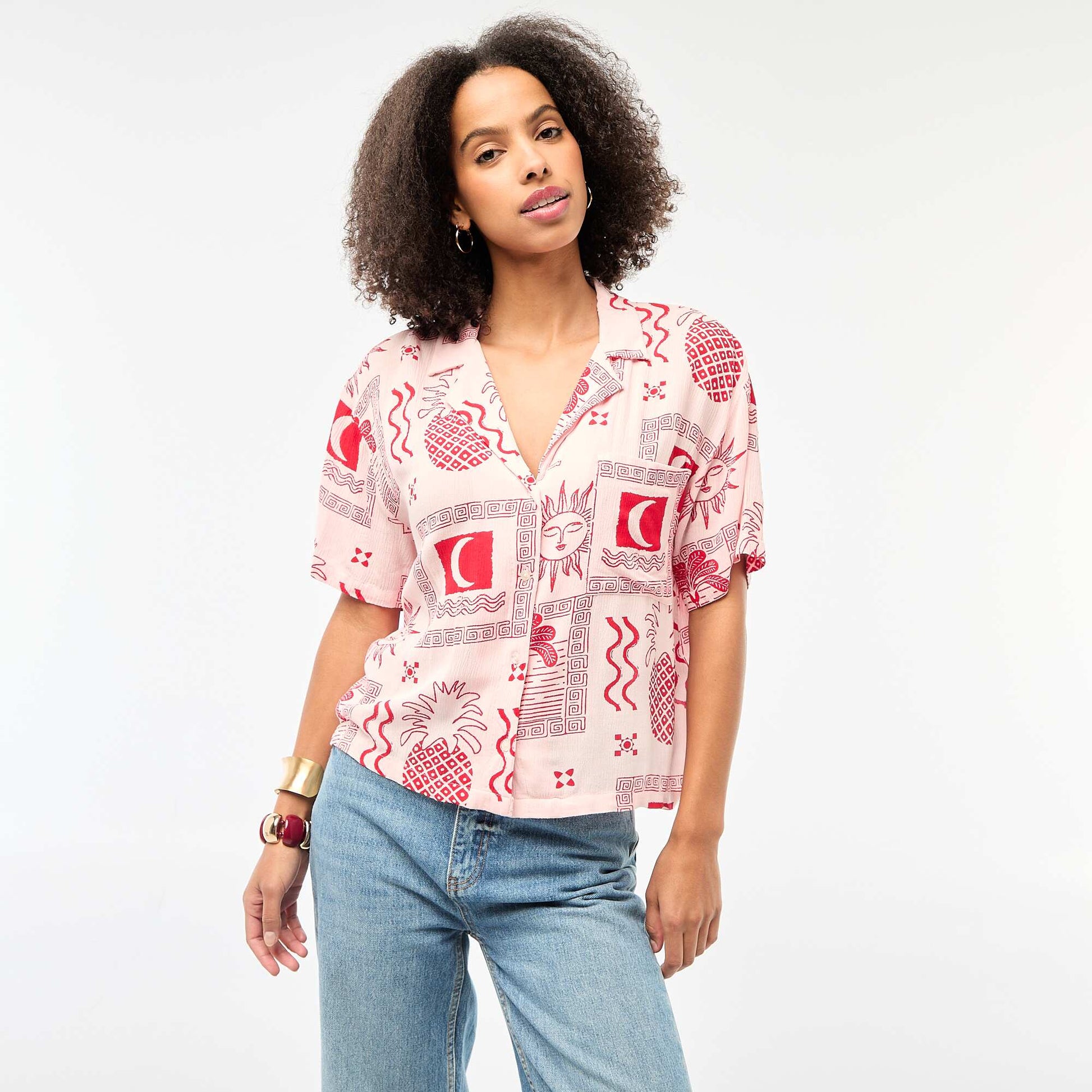 Chemisier crêpé fluide imprimé ROSE