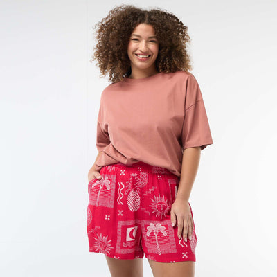 Short à motif avec 2 poches ROUGE