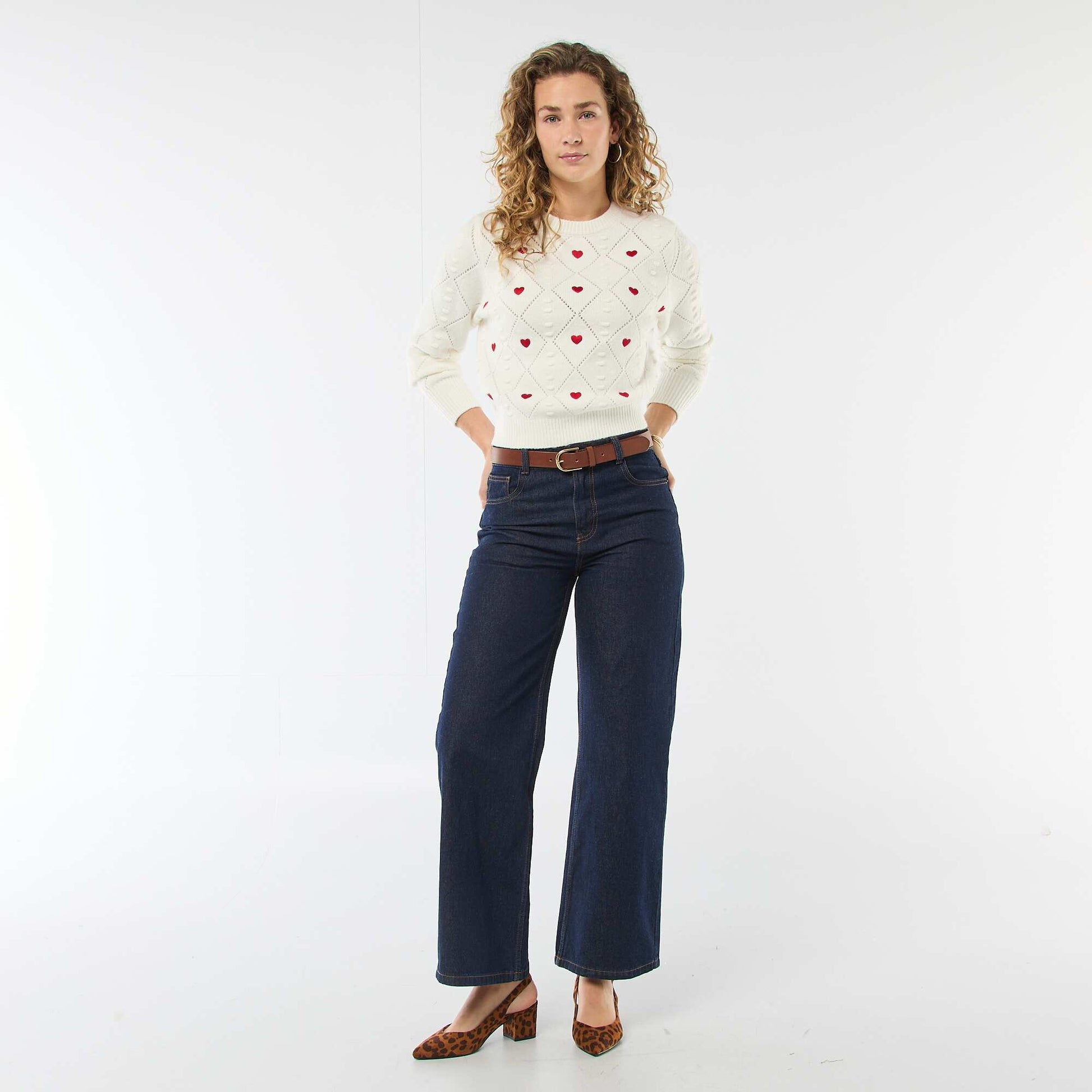Pull en maille fantaisie BLANC