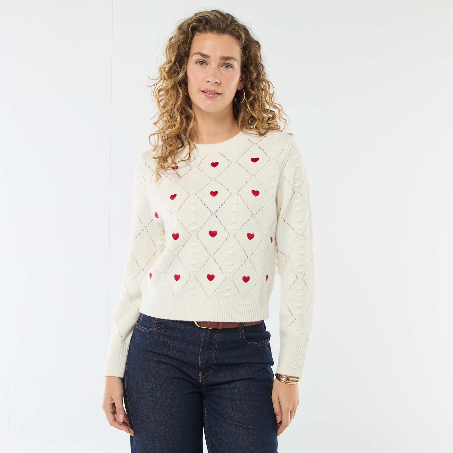 Pull en maille fantaisie BLANC