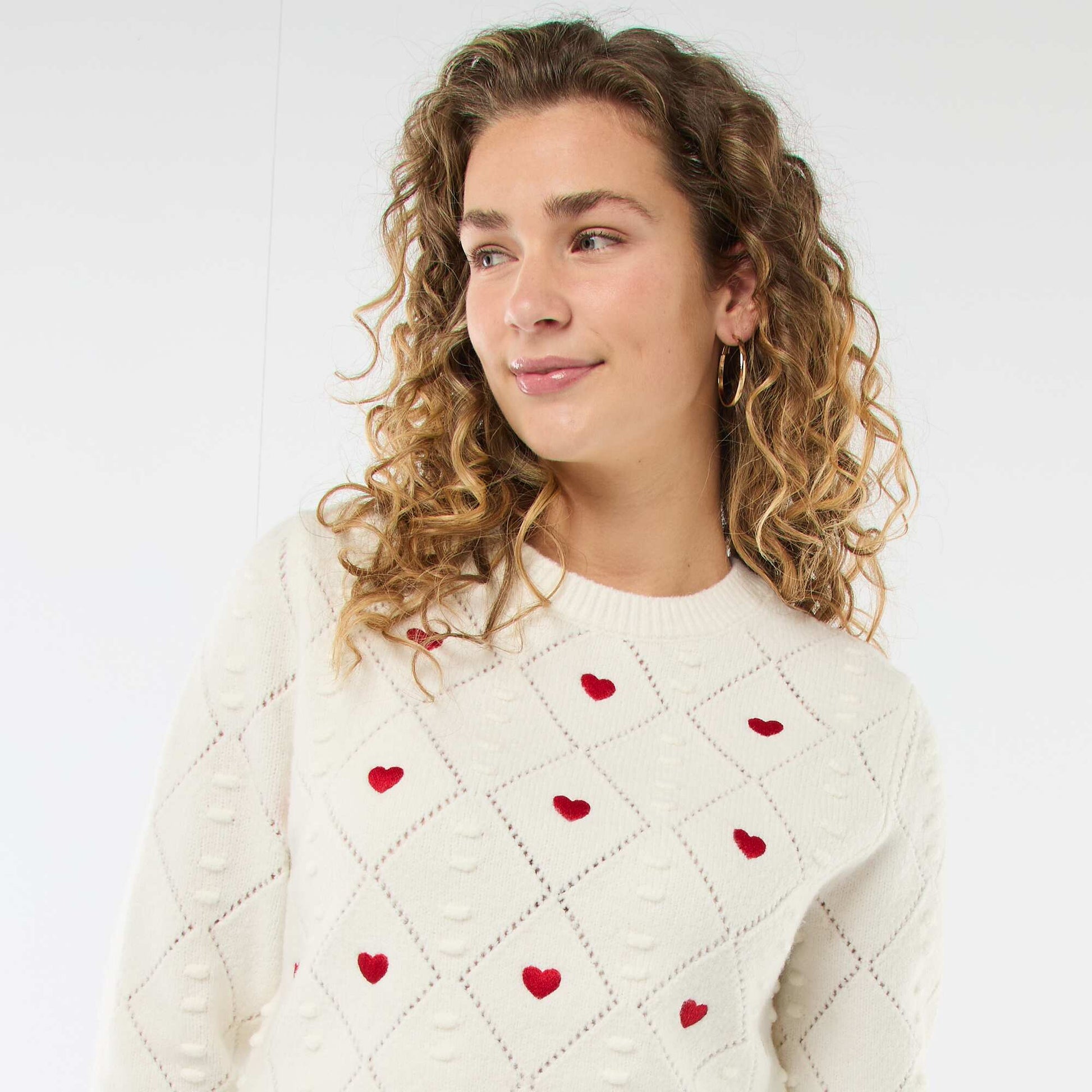 Pull en maille fantaisie BLANC
