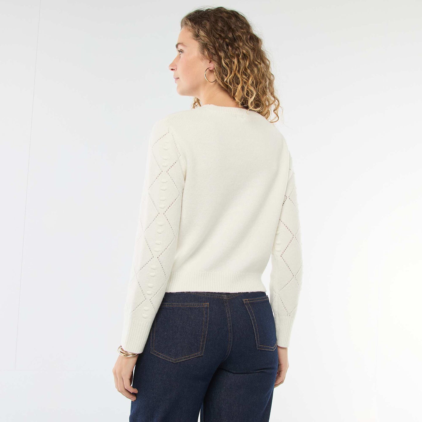 Pull en maille fantaisie BLANC