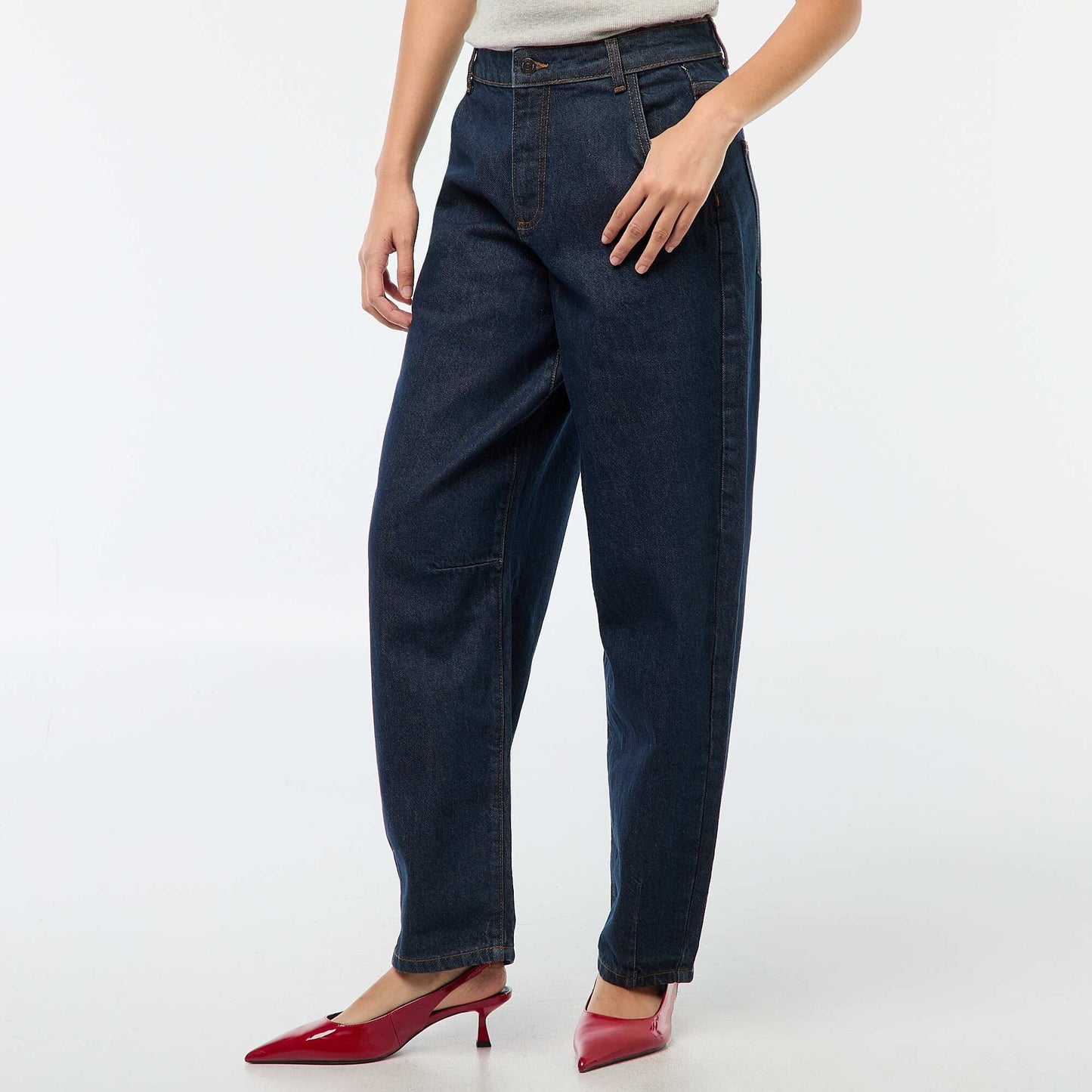 Pantalon denim barrel fit BLEU