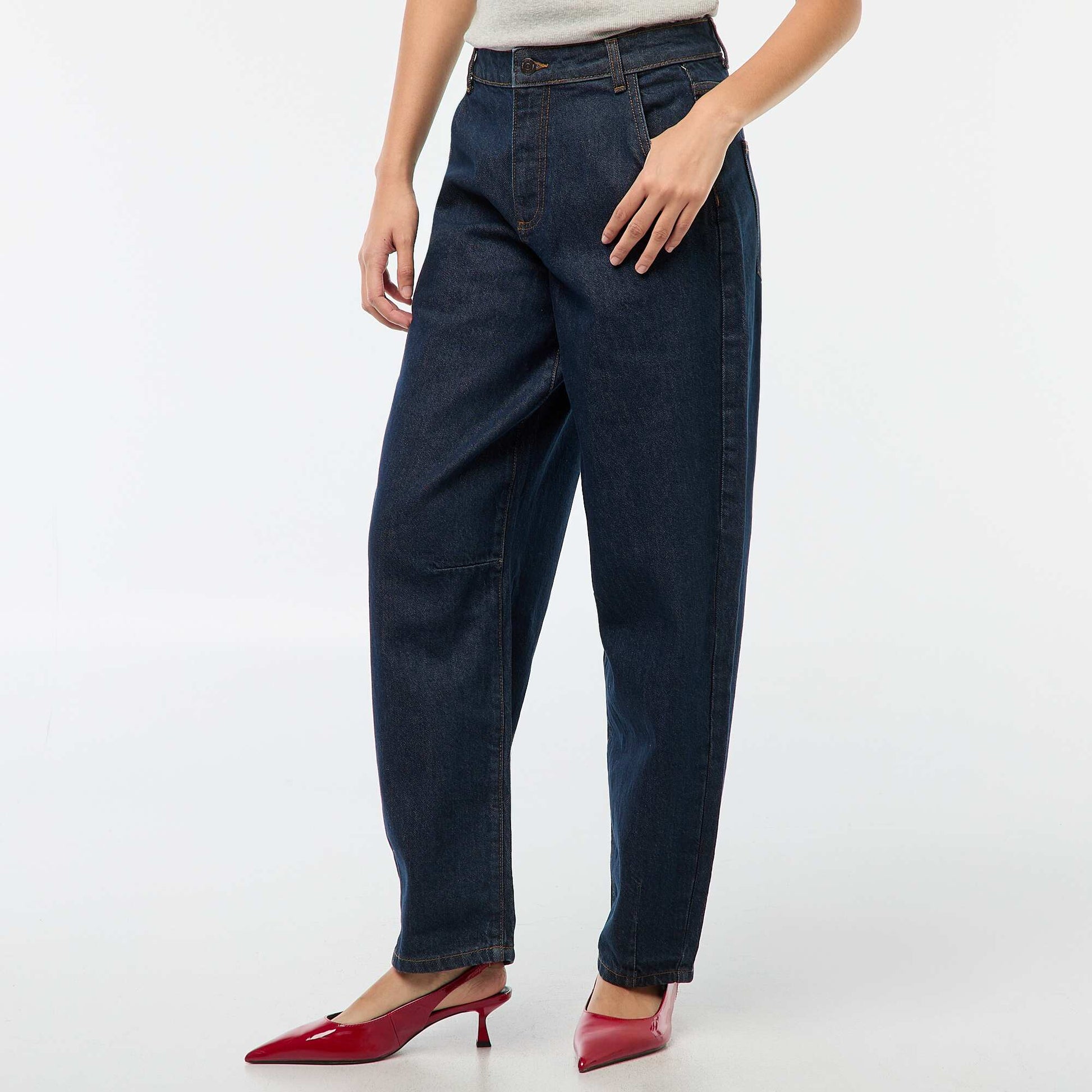 Pantalon denim barrel fit BLEU
