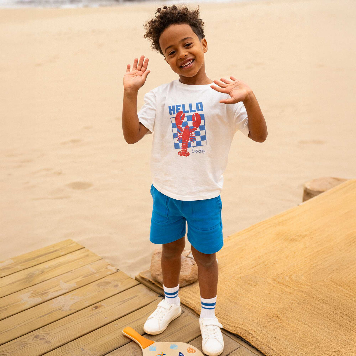 Short en molleton léger uni BLEU