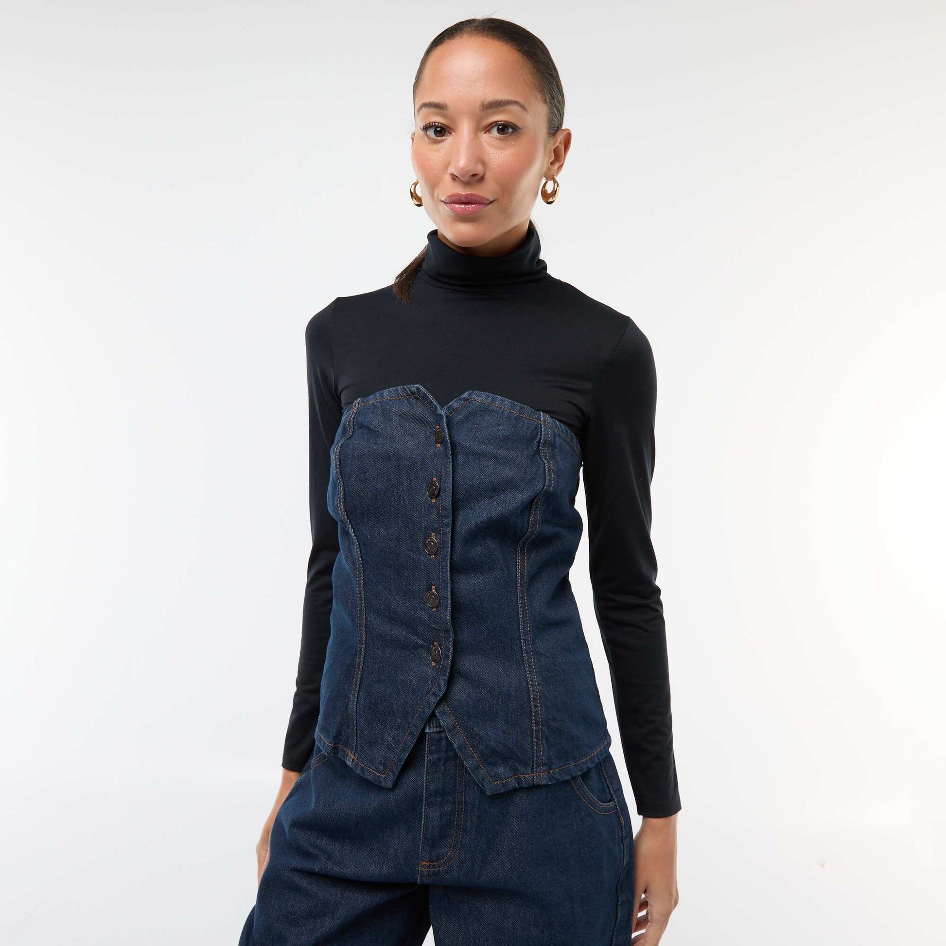 Top bustier en denim RINCE