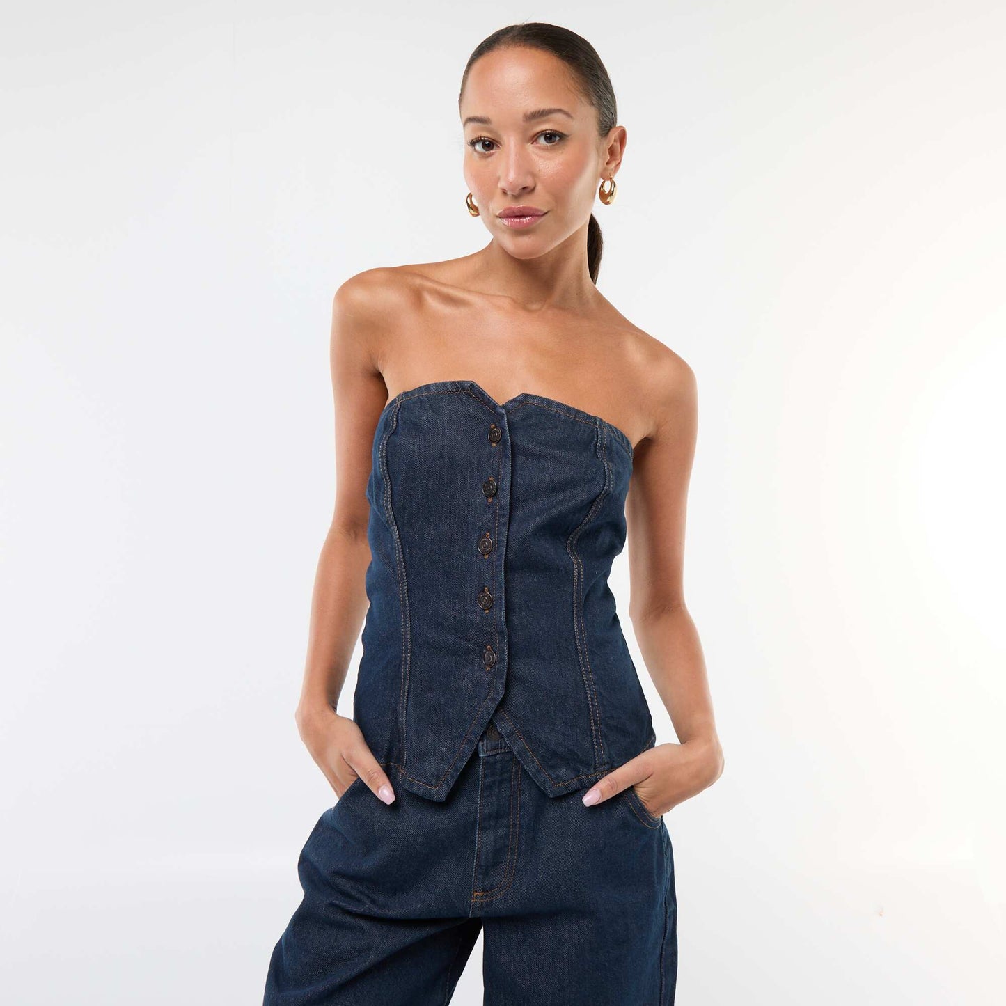 Top bustier en denim RINCE