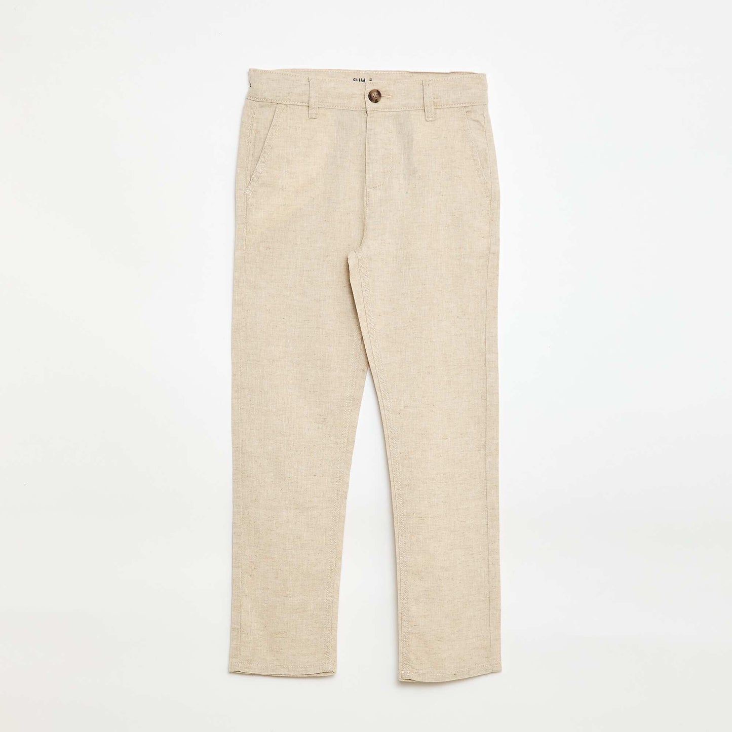 Pantalon en coton et en lin BLANC