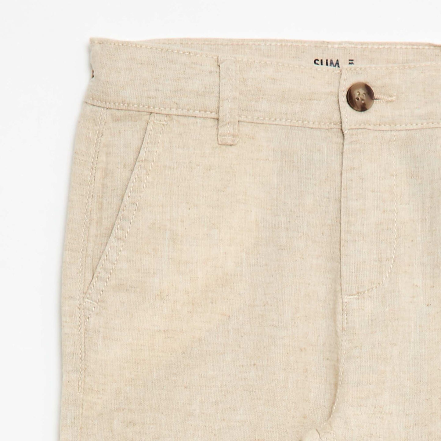 Pantalon en coton et en lin BLANC