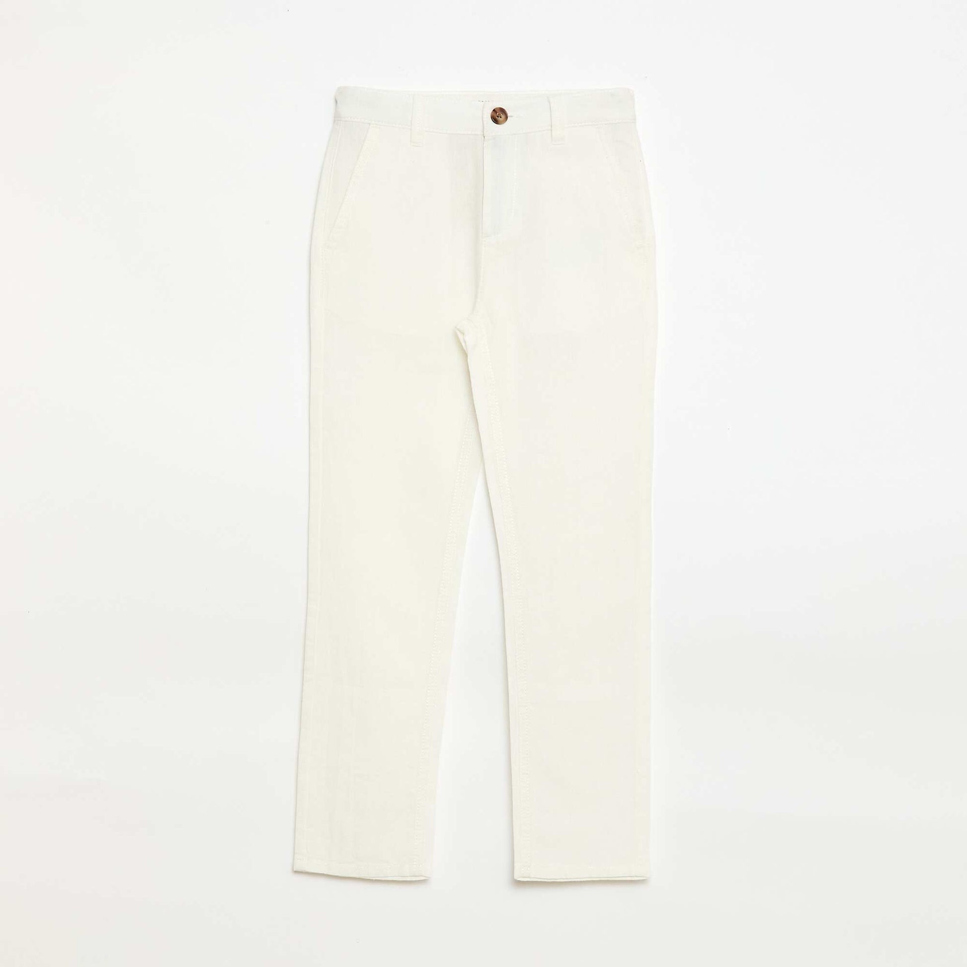 Pantalon en coton et en lin BLANC