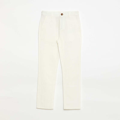 Pantalon en coton et en lin BLANC