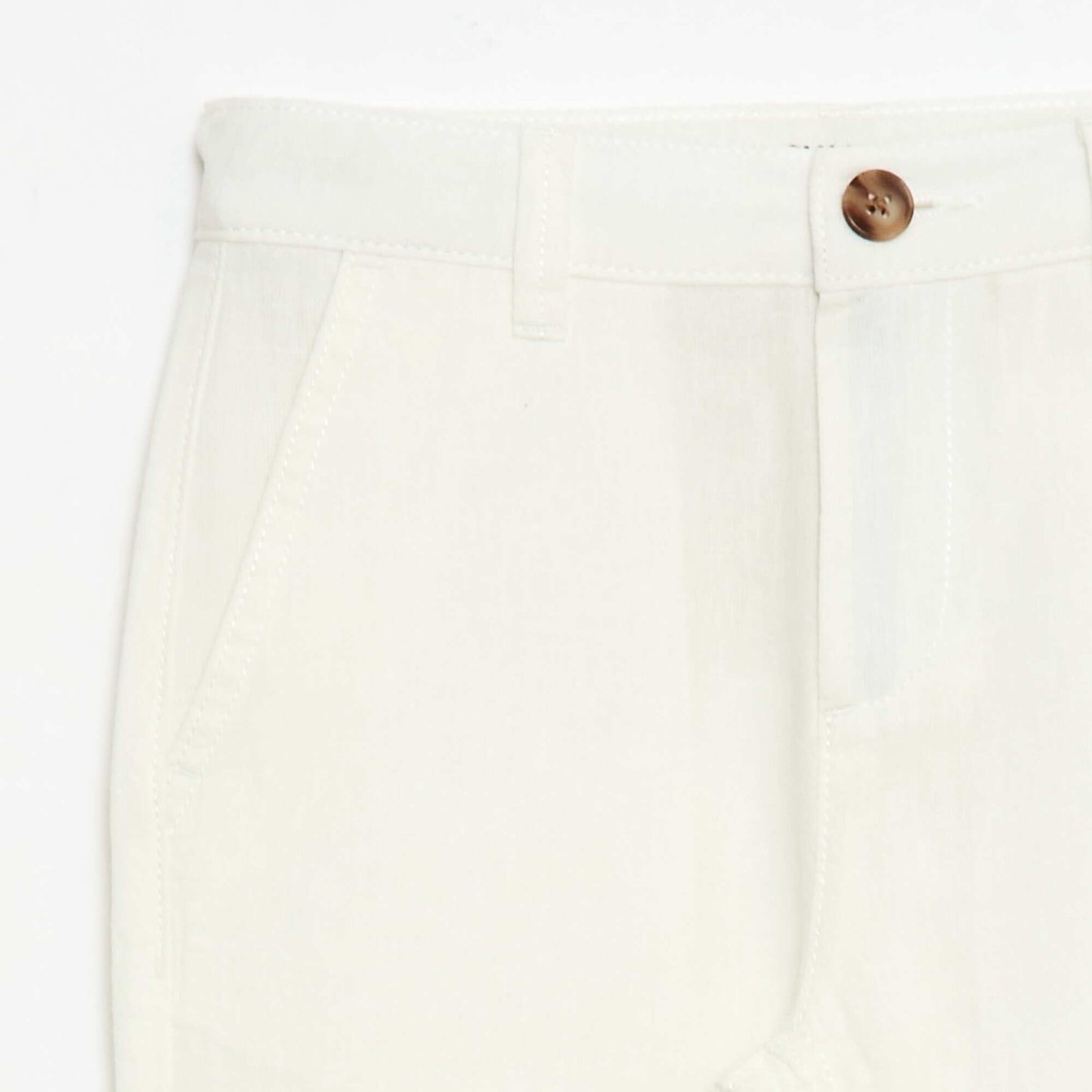 Pantalon en coton et en lin BLANC