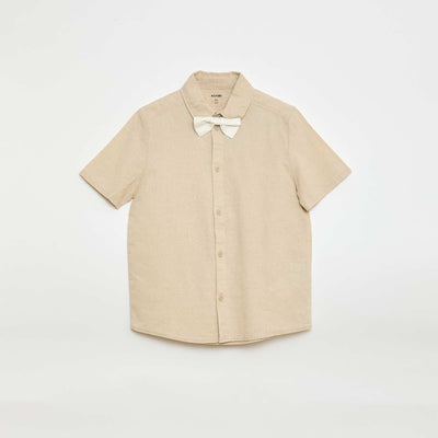 Ensemble chemise en popeline + Nœud papillon à scratch BLANC