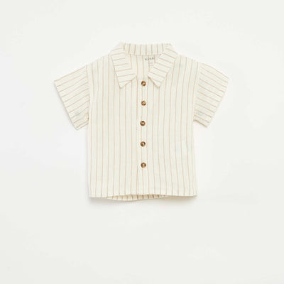 Chemise rayée à manches courtes BLANC