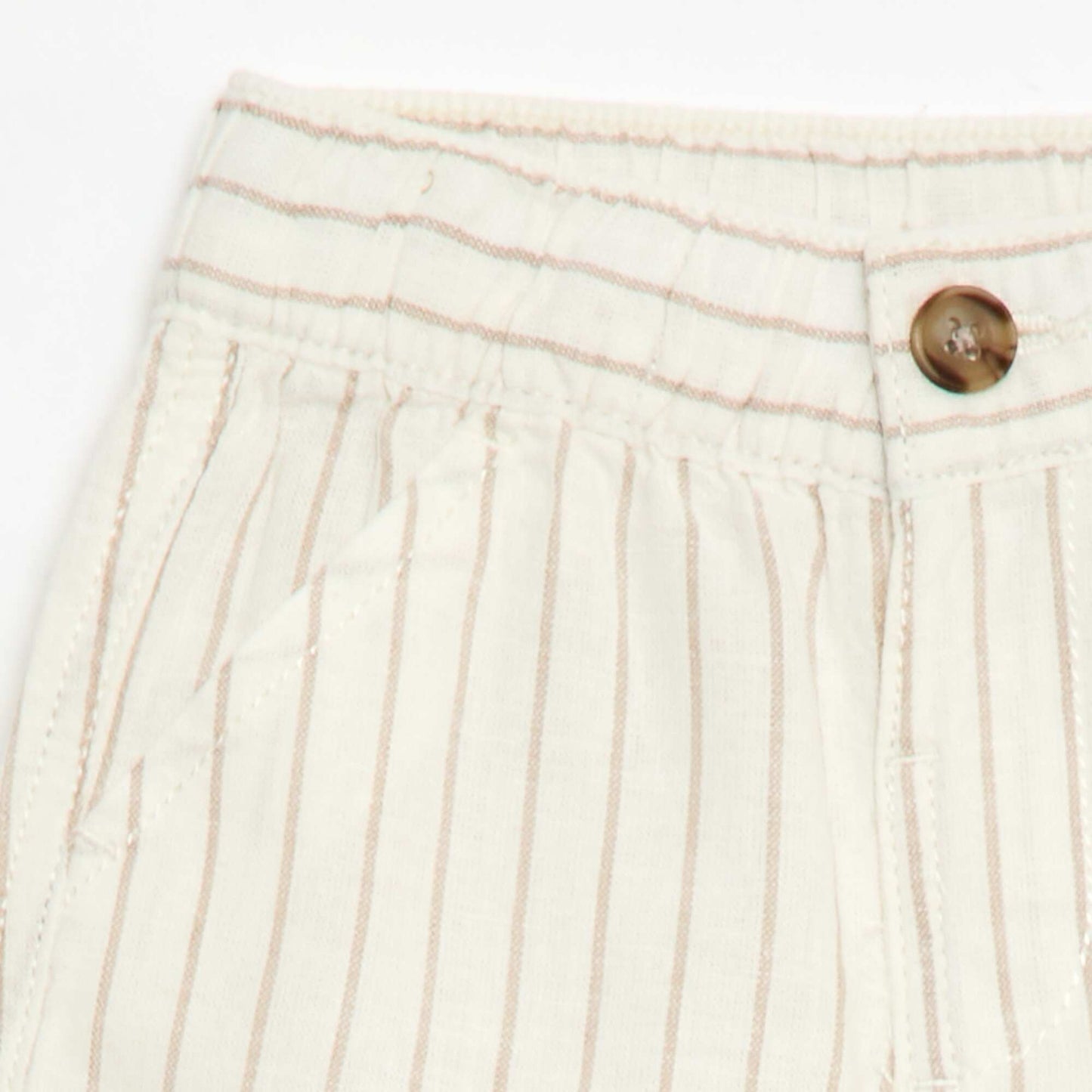 Ensemble short + chemise à rayures en lin mélangé - 2 pièces BLANC
