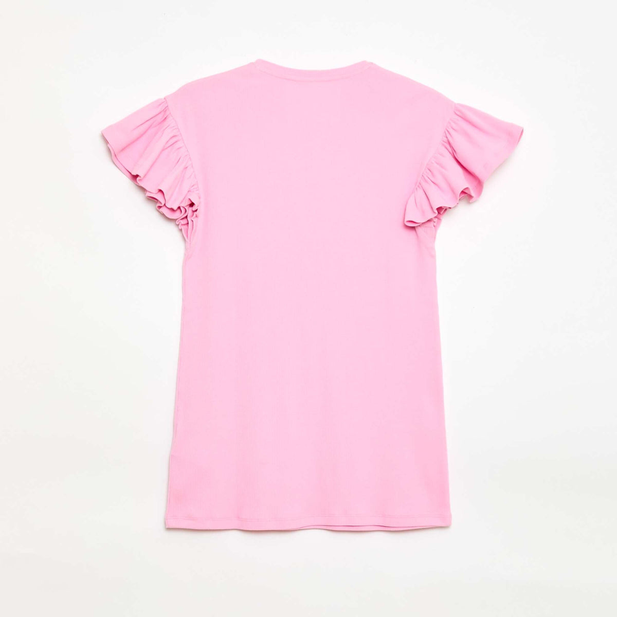 Robe droite à manches courtes en matière côtelée ROSE