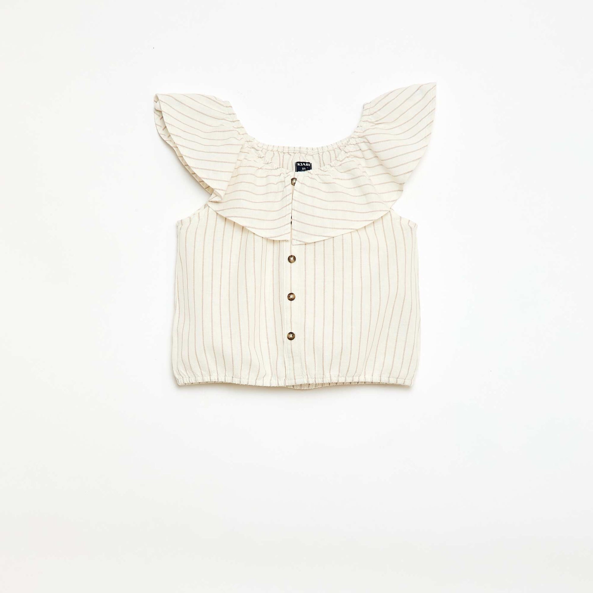 Blouse sans manches en lin mélangé BLANC