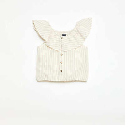 Blouse sans manches en lin mélangé BLANC