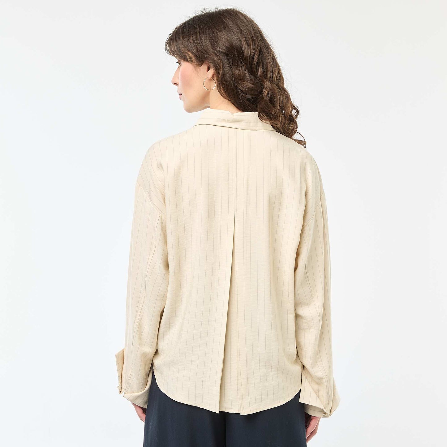 Chemise oversize à rayures BEIGE