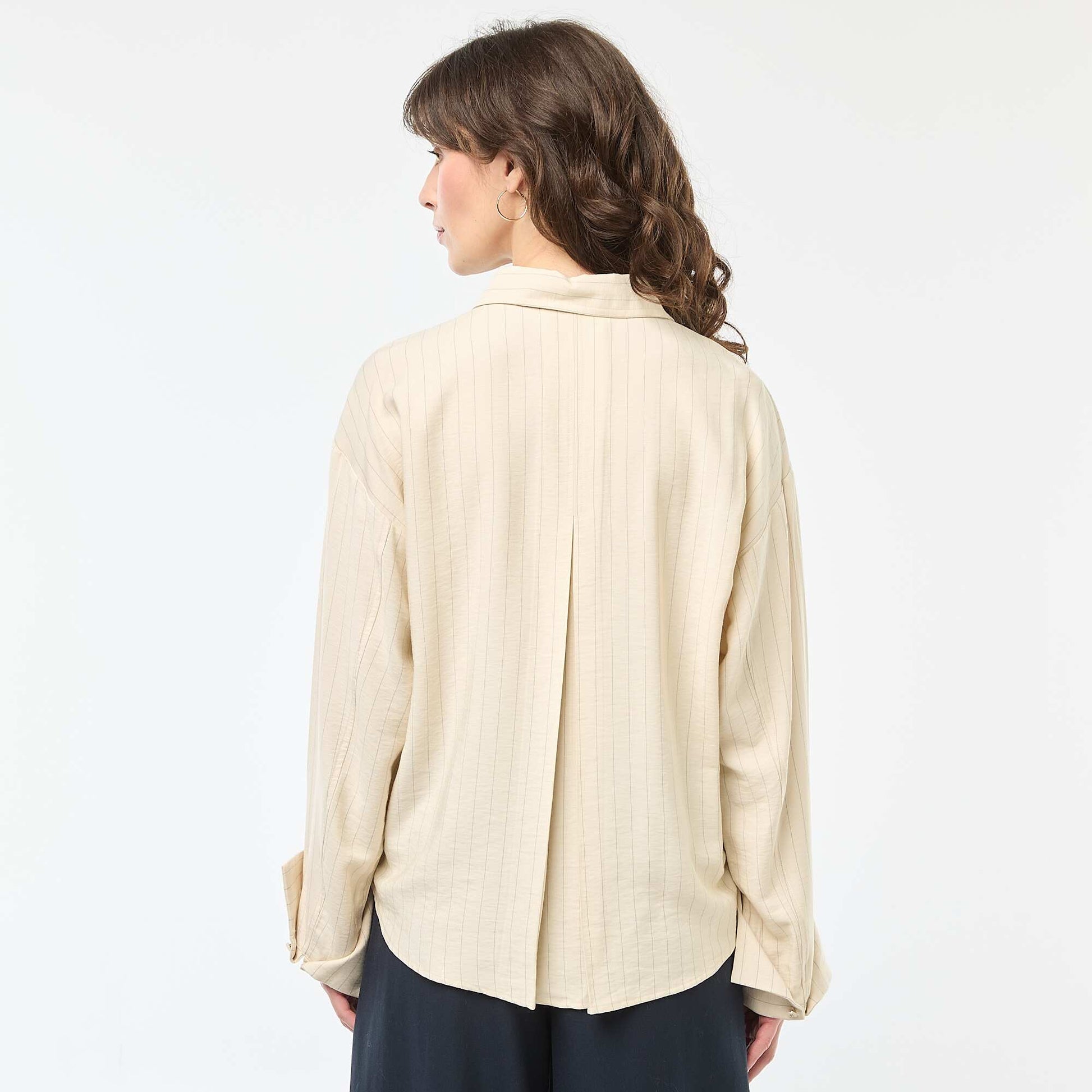 Chemise oversize à rayures BEIGE