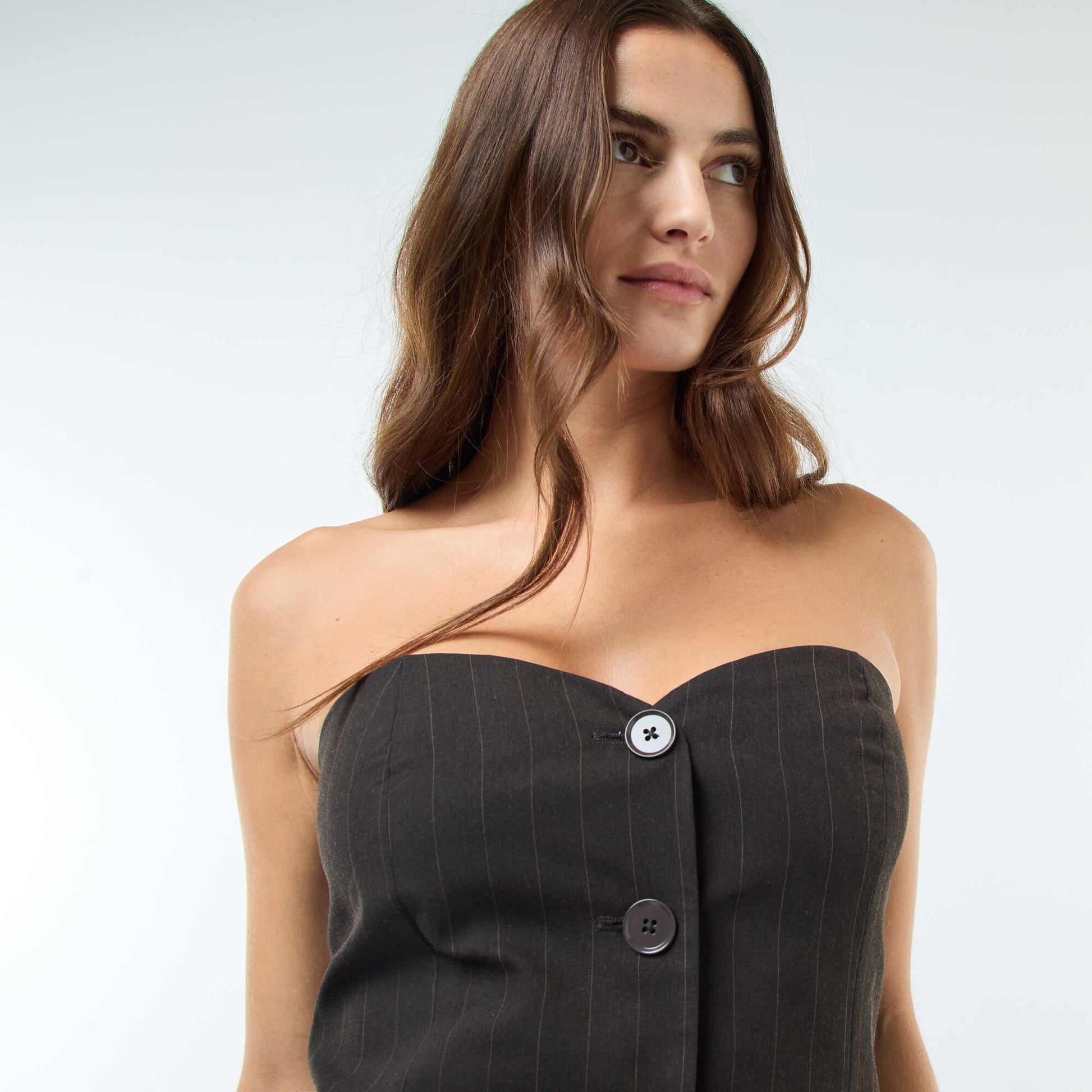 Top gilet style garçon de café MARRON