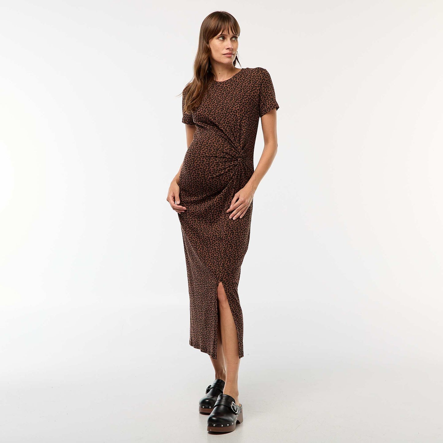 Robe de maternité longue moulante LéOPARD