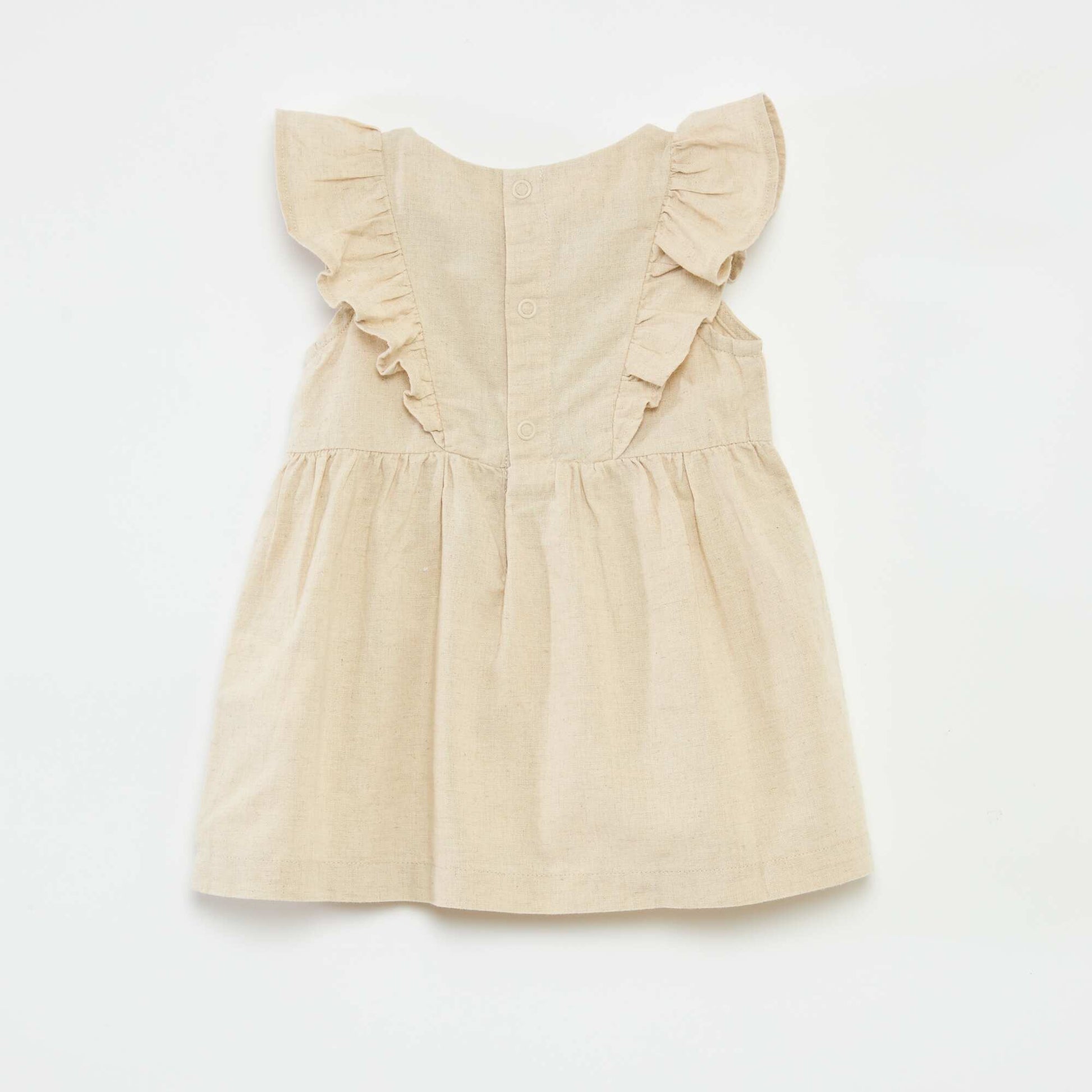 Robe légère sans manches avec plastron volantée BLANC