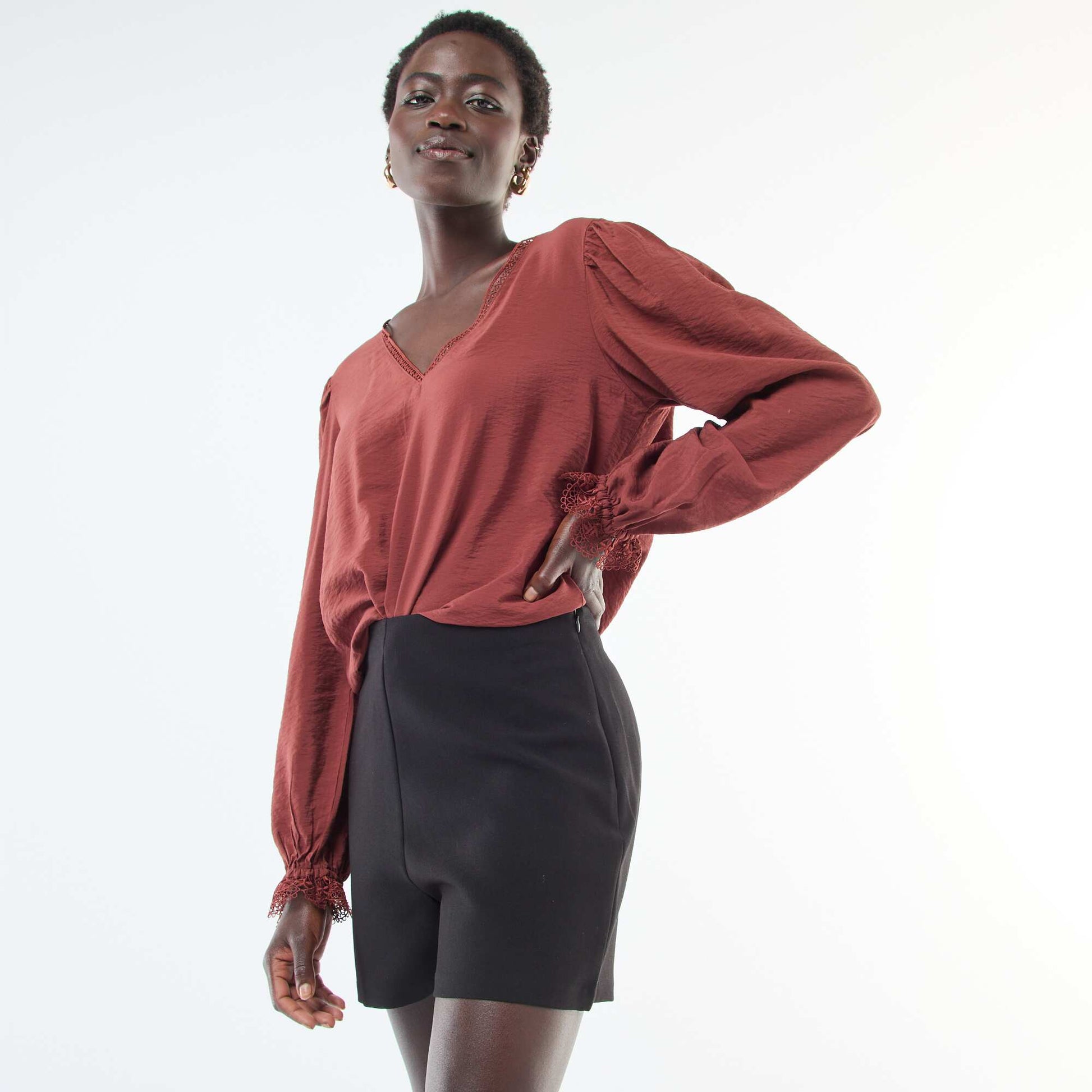 Short taille haute uni NOIR
